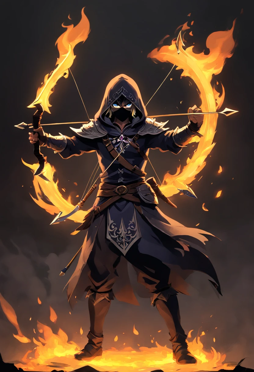 Envision a malevolent character in stark contrast to the ethos of Assassin's Creed. Picture this antagonist with piercing, glowing eyes that radiate an otherworldly malevolence. Dive into micro-details, highlighting sinister facial features and a malevolent grin that adds an eerie aura.

Imagine the character holding an archery bow, emphasizing the duality of skill and darkness. Capture the bow with meticulous detail, from the wickedly designed arrows to the malevolent energy emanating from the weapon.

Set the scene at night, shrouded in an eerie mood. Integrate a background of black smoke and fire, creating a chaotic yet captivating atmosphere. Illuminate the character with a subtle, unnatural light that enhances the ominous glow of their eyes.

Consider the play of shadows, using the night setting to accentuate the villain's menacing silhouette. Infuse the composition with an air of mystique, portraying the antagonist as a formidable force embodying the opposite of the noble Assassin's Creed character.

This detailed prompt aims to inspire a micro-detailed and visually striking depiction of an evil character with glowing eyes, wielding an archery bow, set against a backdrop of black smoke and fire in a night shot, creating a chilling and ominous atmosphere.