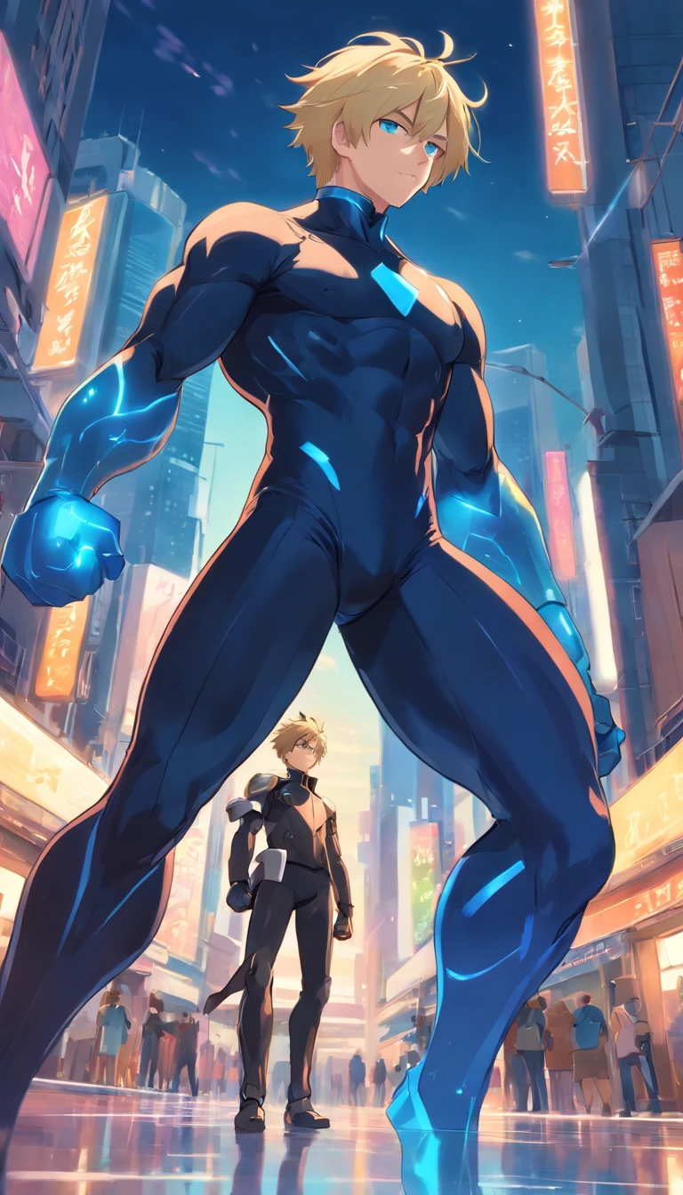 1 male human、a blond、Huge ass、black rubber suit、Blue eyes、Large, thick thighs、short-haired、wide hips、muscular erect penis、Mokkori、Russian