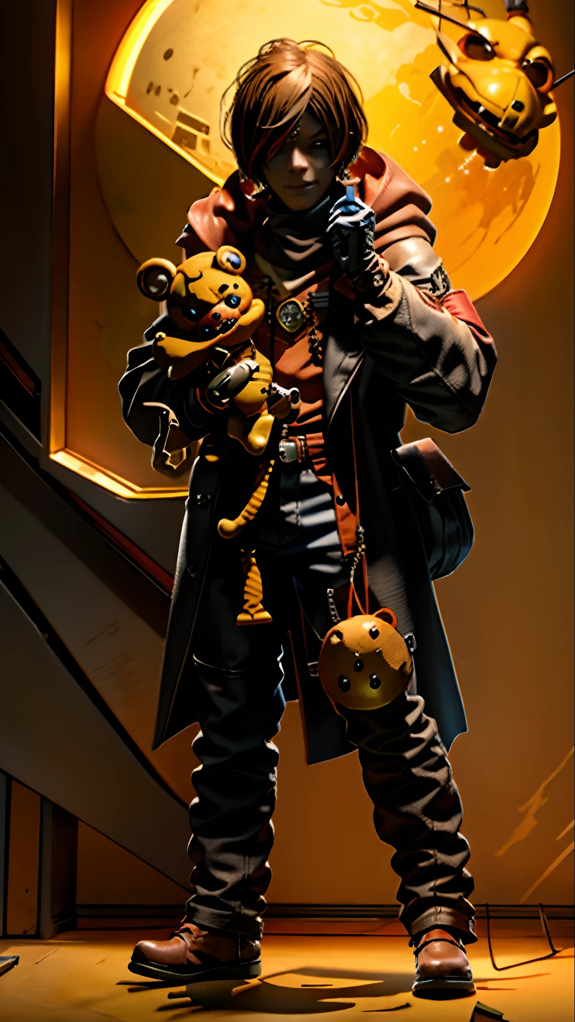 The Puppet from from fnaf cosplaying as Leon S Kennedy
