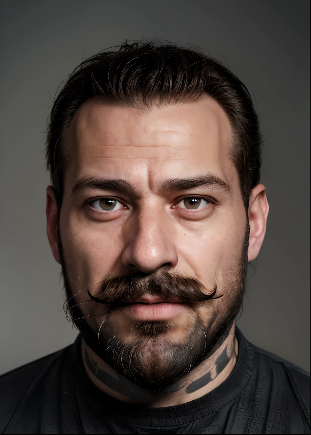 arafed man with a beard and a mustache looks at the camera, a picture by Karl Völker, reddit, hyperrealism, andreas m wiese, taken in the early 2020s, markus vogt, headshot photo, paul heaston, mark verhaagen, stephen outram, professional profile picture, headshot profile picture