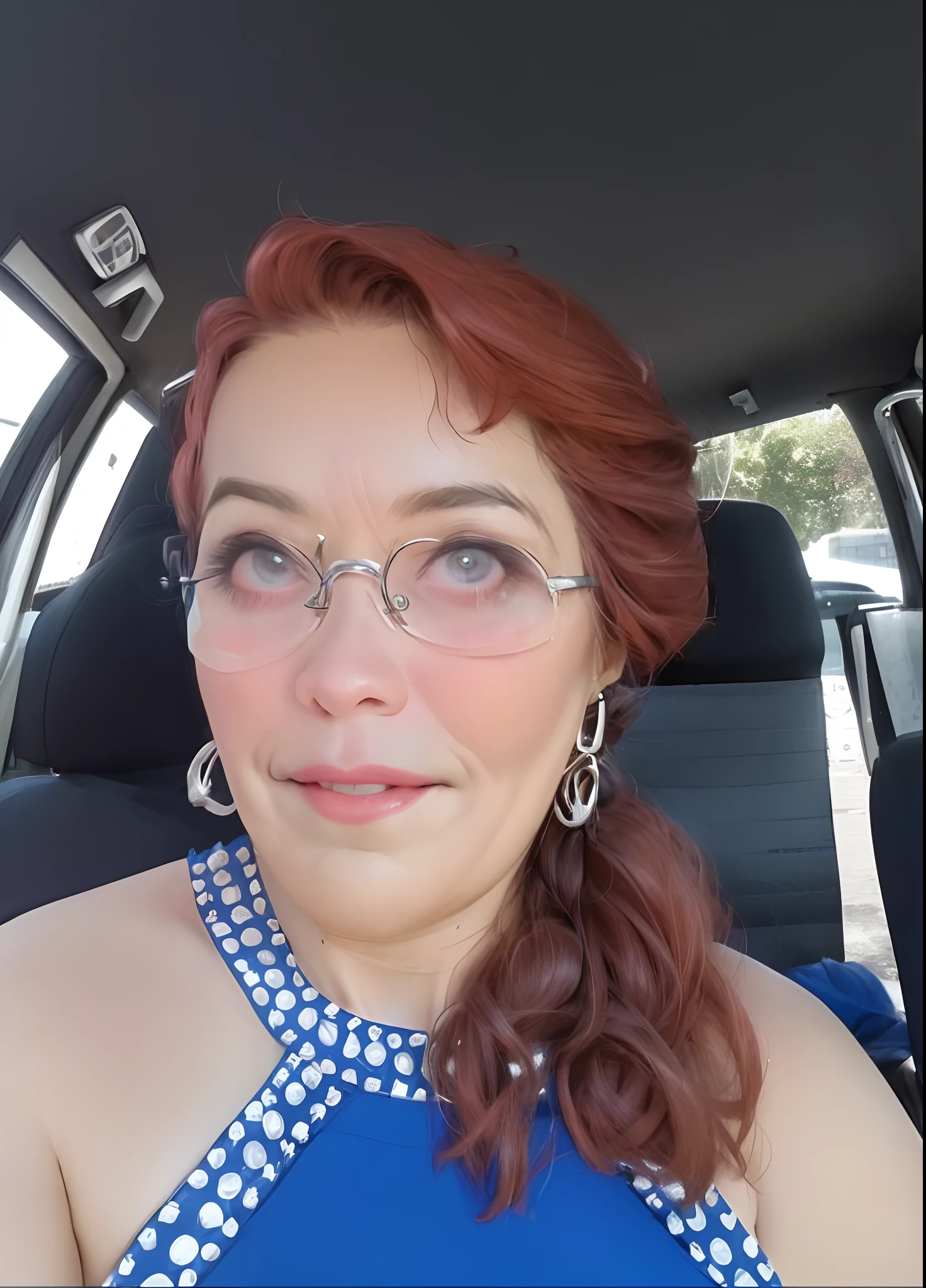 Chubby granny with big round glasses without cartoonish hair　encantador６０generation　sem cabelo　Estou sorrindo