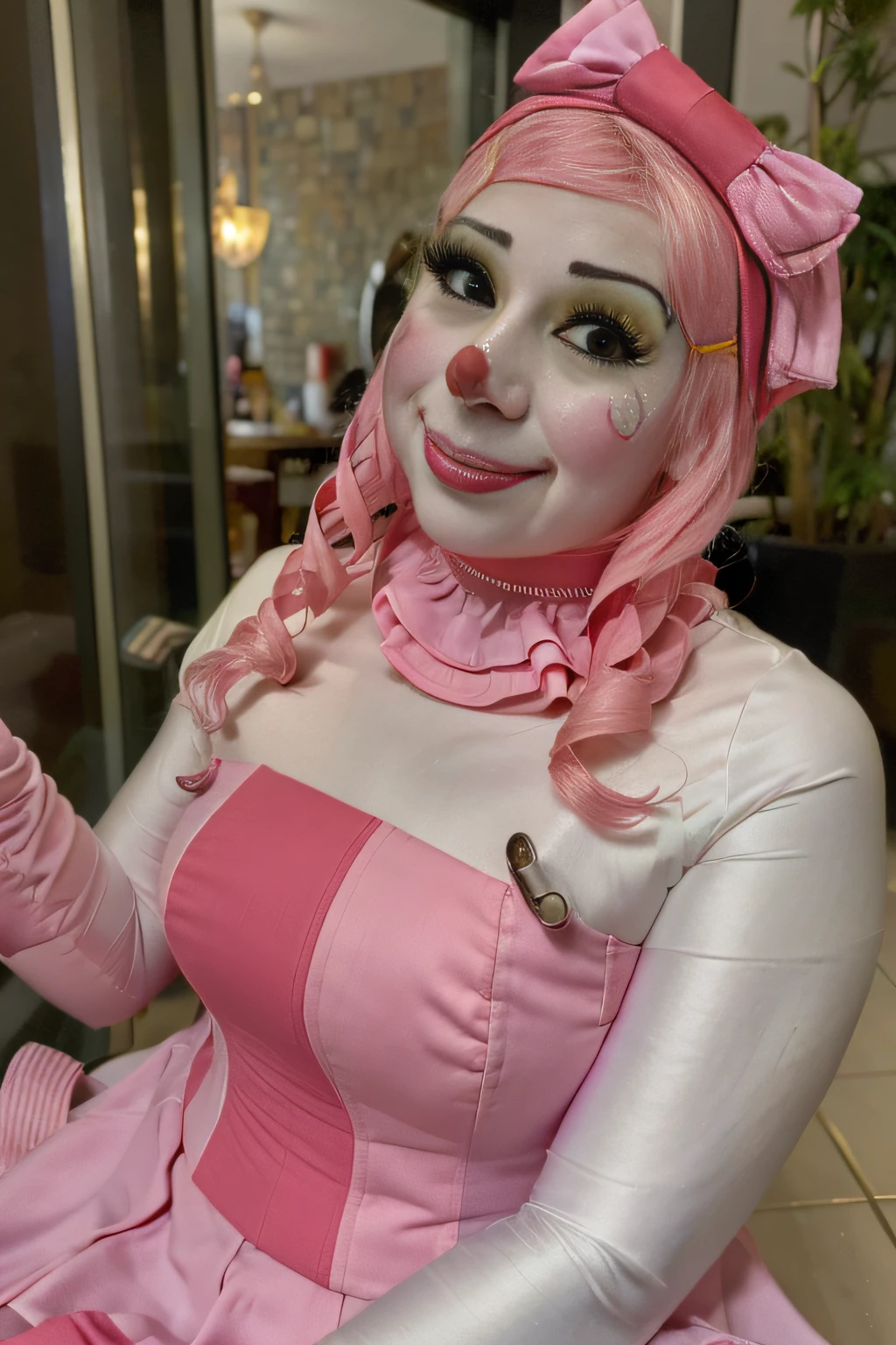 (8k, RAW photo, best quality, masterpiece:1.2), (realistic, photo-realistic:1.37), ultra-detailed,
2 girl,cute, solo,beautiful detailed sky,detailed cafe,night,sitting,dating,(nose blush),(smile:1.1),(closed mouth),seductive smile, large aparture, professional lighting, Sony A7R4, Zessie 50mm F1.8,beautiful detailed eyes,(collared shirt:1.1), bowtie,pleated skirt, Looking at viewer,