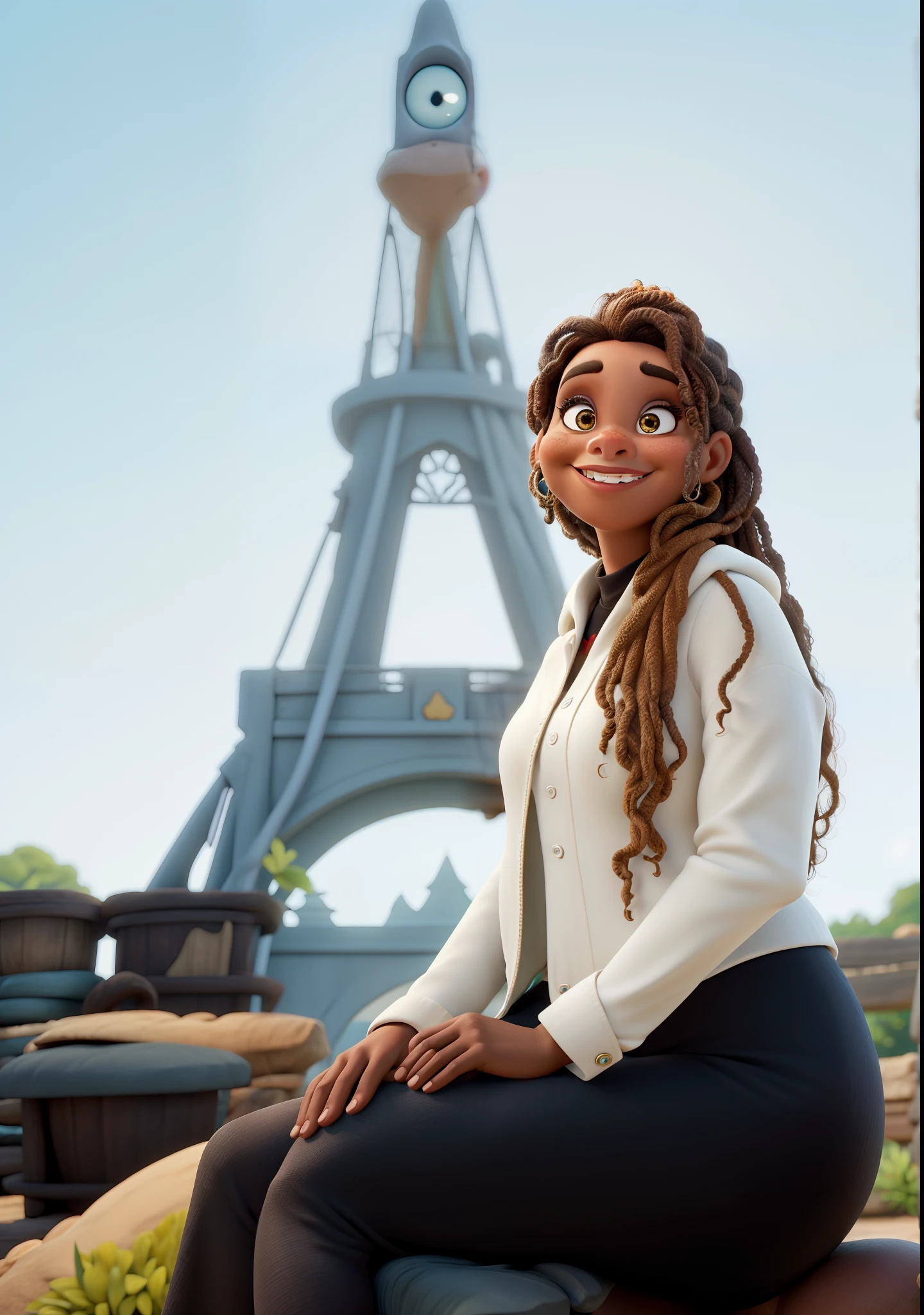 Uma mulher preta estilo disney pixar, alta qualidade, melhor qualidade