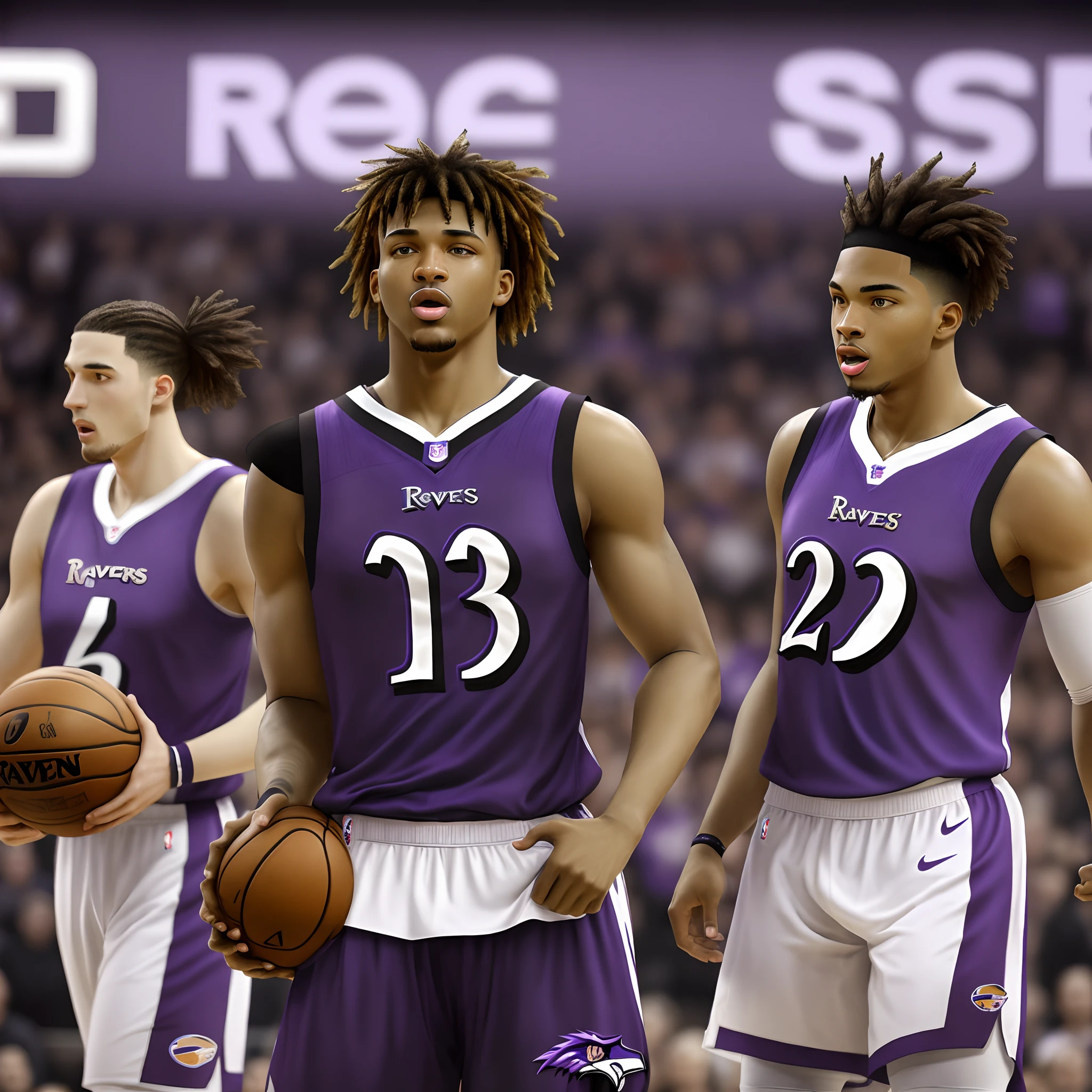 The Baltimore Ravens if they had NBA jerseys.