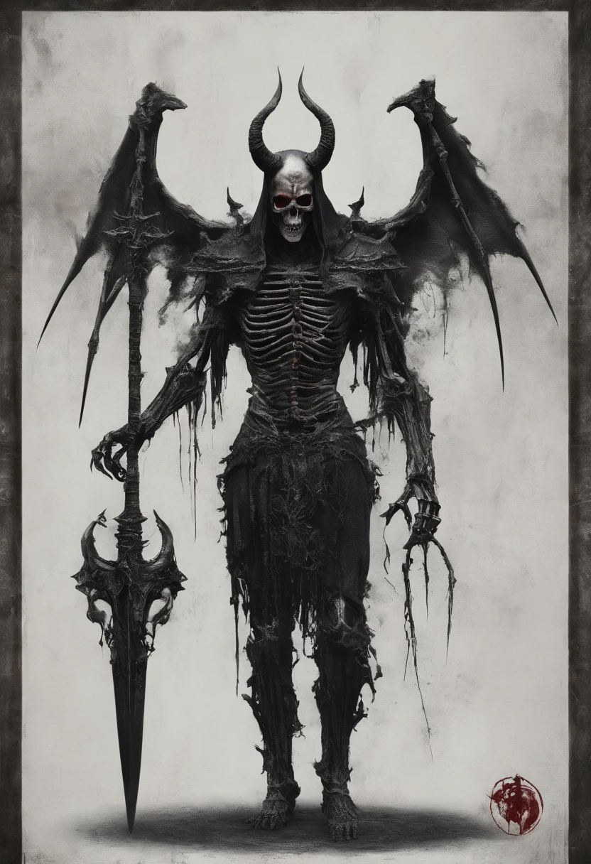 devil horns,Claws,battleaxe,Spooky environment,dentes pontiagudos,Berserker,full bodyesbian,Powerful aura,A strong sense of oppression,incredibly detailed,Red-eyed skeleton,The flames of hell are raging,Skeleton Legion,Ultra photo realsisim