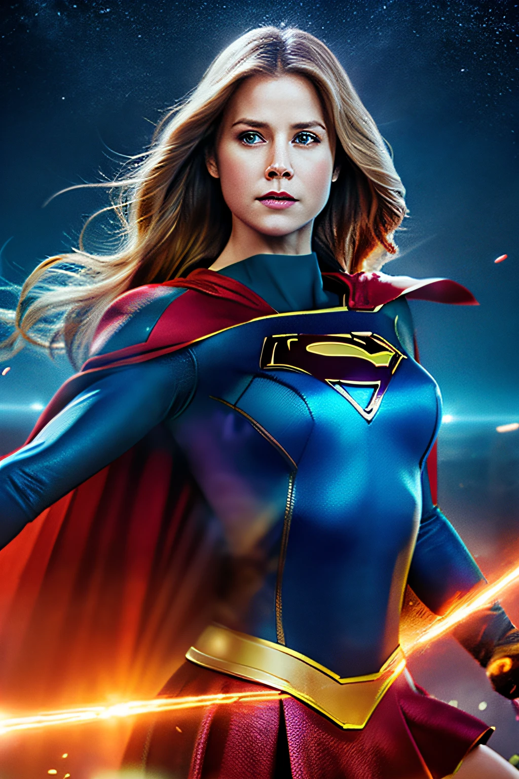 Amy Adams as Supergirl, Realistic, hight resolution, Hyper-Resolution, FUJI XT3, Detailed, 64k uhd, -