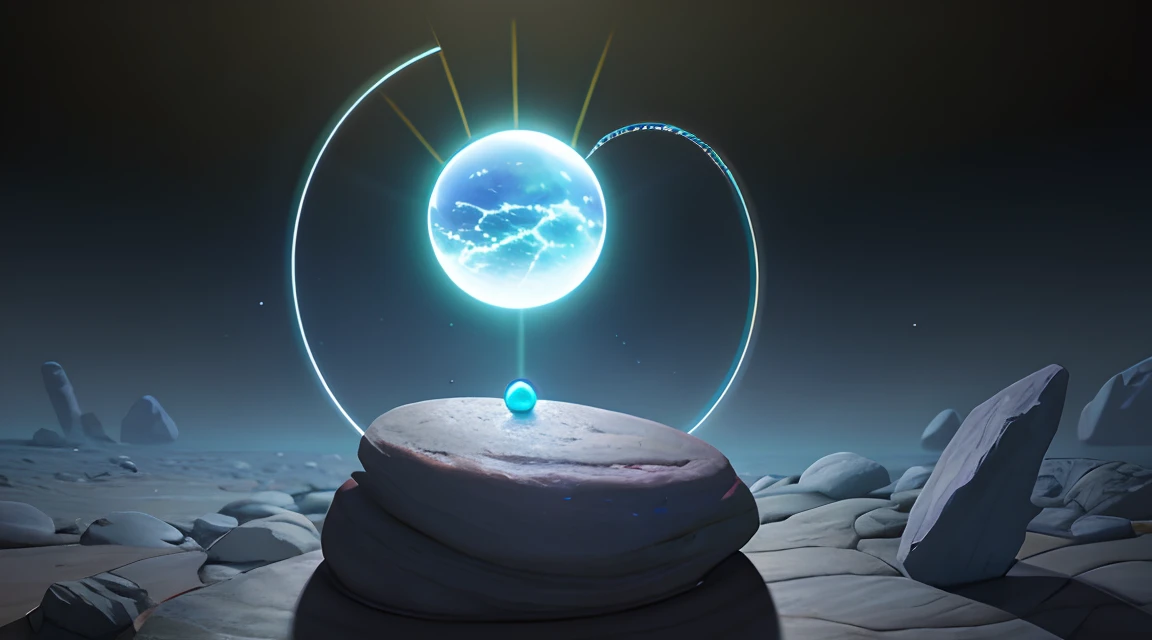 Close-up of a round stone object on a rocky surface, Portal to another world, Mystical setting, Portal to another dimension, A portal to another universe, peace, visible only through the portal, The stone is round, A gateway to another dimension, Magic portal in the sky, Portal to outer space, Gateway to another universe, Dimensional portal, Ouroboros