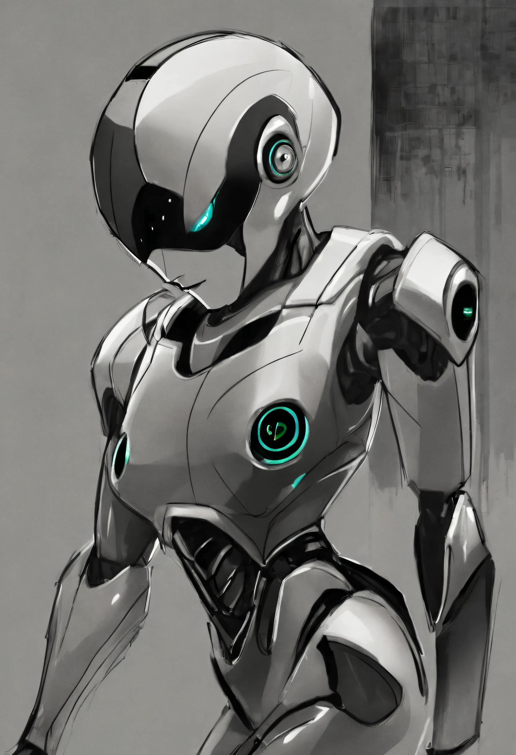 ,(character sketch:1.1),(charcoal drawing:1.2),Sketch,(pencil drawing:1.3),Charcoal painting style,Black and white,character sketch, high resolution, 1womanl, Solo, (Detailed face), kda,bioluminic, Black and white galactic cybernetic mask, (abstracted, Make a sketch of a robot with high technology:1.5), Part description, SH4G0D,