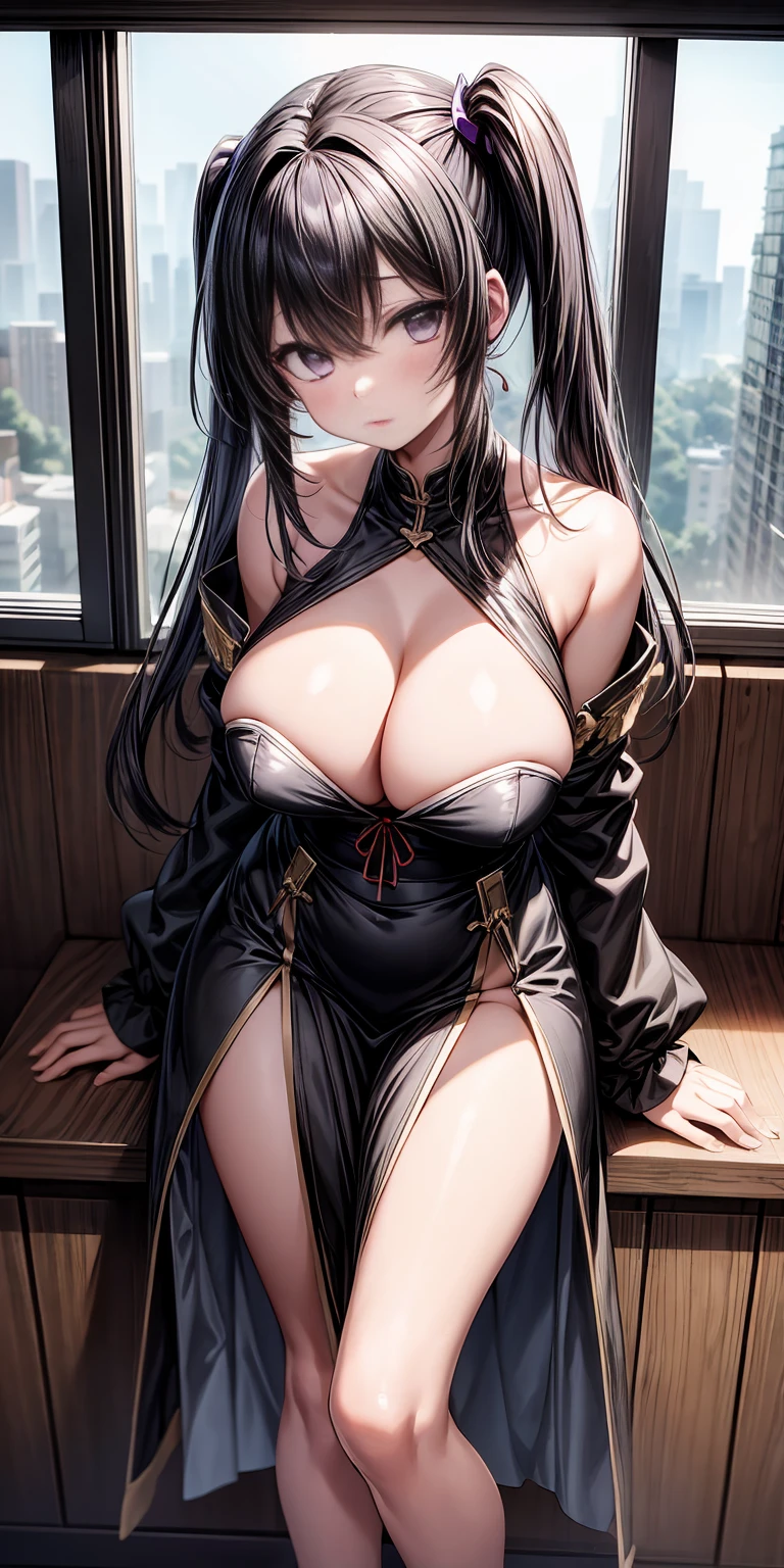 (natta:1.7), jpn, toyko, CityView, In front of the window,
Stand under the gaze,
(White_komono:1.3),cleavage,
black_Hair,Long_Hair,Hair_Pulled_back,parted_Lips,purple_Eyes,pigtails,
1个Giant Breast Girl,24 years of age,a mature female,Beautiful Finger,Beautiful long legs,beaturiful body,Beautiful nose,Beautiful character design,perfect eyes,s the perfect face,
looking at viewert,in the center of Image,
NSFW,offcial art,Extremely detailed CG Unity 8K wallpaper,Perfect lighting,Extremely colorful,Bright_Front_face_lighting,
(tmasterpiece:1.0),(Best_quality:1.0), 超A high resolution,4K,Hyper-detailing,
photography of, 8K, hdr, A high resolution, hoang lap:1.2, Kodak Portra 400, filmgrain, The background is blurred out, Bokeh:1.2, Lens glare, (vibrant_Color:1.2)
(big breasts beautiful,Large_Breasts:1.4), (Beautiful_face:1.5),(Narrow_waistup),Sexy