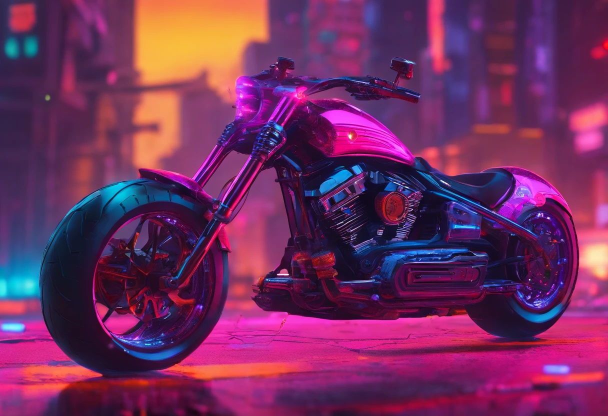 (masterpiece, best quality, ultra-detailed, photorealistic), vehicle concept design, a futuristic harley davidson chopper, strong, powerful, sleek