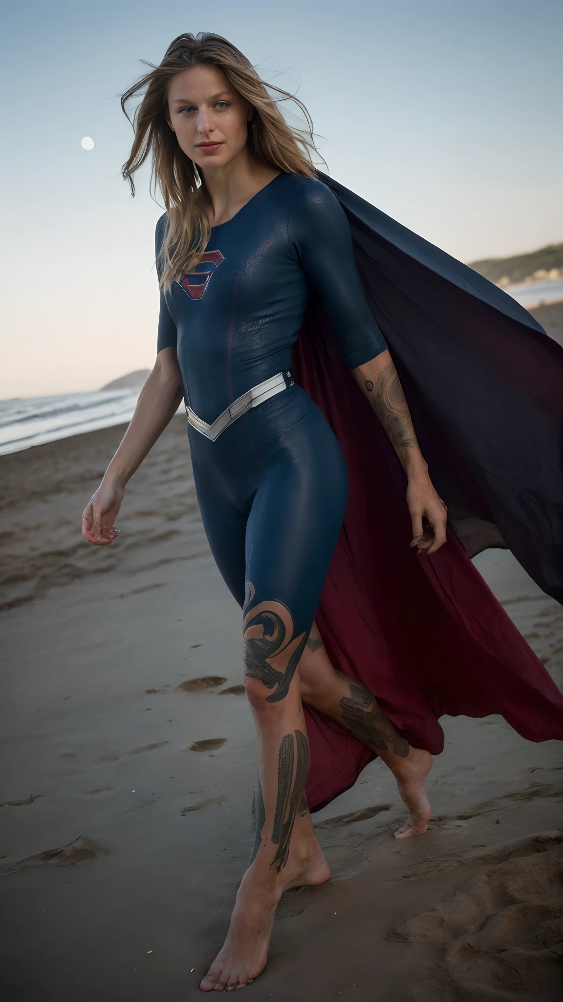 ( high quality photograph: 2.9, insanely detailed skin surface :2.98, photograph of melissa benoist ) :( tall woman, no makeup :1.99, lots of tattoos on her body :1.99, tattooed woman , freckles skin :1.98 , seductive expression :1.98 , outdoor beach party background :1.99 , outdoor beach background :1.95 , she is wearing green gym costume :1.98, tall woman: 1.98 ,hot sexy woman ) [ (( 50 years old hot woman :1.95 ),full body, her entire sexualized body is shown in the photograph,((( correct hands, correct fingers:1.99, Kodak 200T, dreamlike lighting, global illumination ,Clear facial features:1.98 , high key light , low contrast : 1.99, 85mm, 100mm lens, f/1.8, candid, natural light, uplight, Ilford film stock --ar 16:9 --q 2 --v 5, Create ultra-detailed images textures, capturing every detail with precision )))