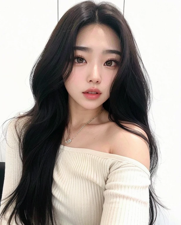 Asian woman araffed with long black hair and a white top, Mulher sul-coreana bonita, linda mulher coreana jovem, mulher coreana jovem bonita, Ulzzang, coreana, Jaeyeon Nam, Heonhwa Choe, Lee Ji - Eun, Lee Ji-eun, Jinyoung Canela, Mulher coreana, dilraba dilmurat, com cabelos longos