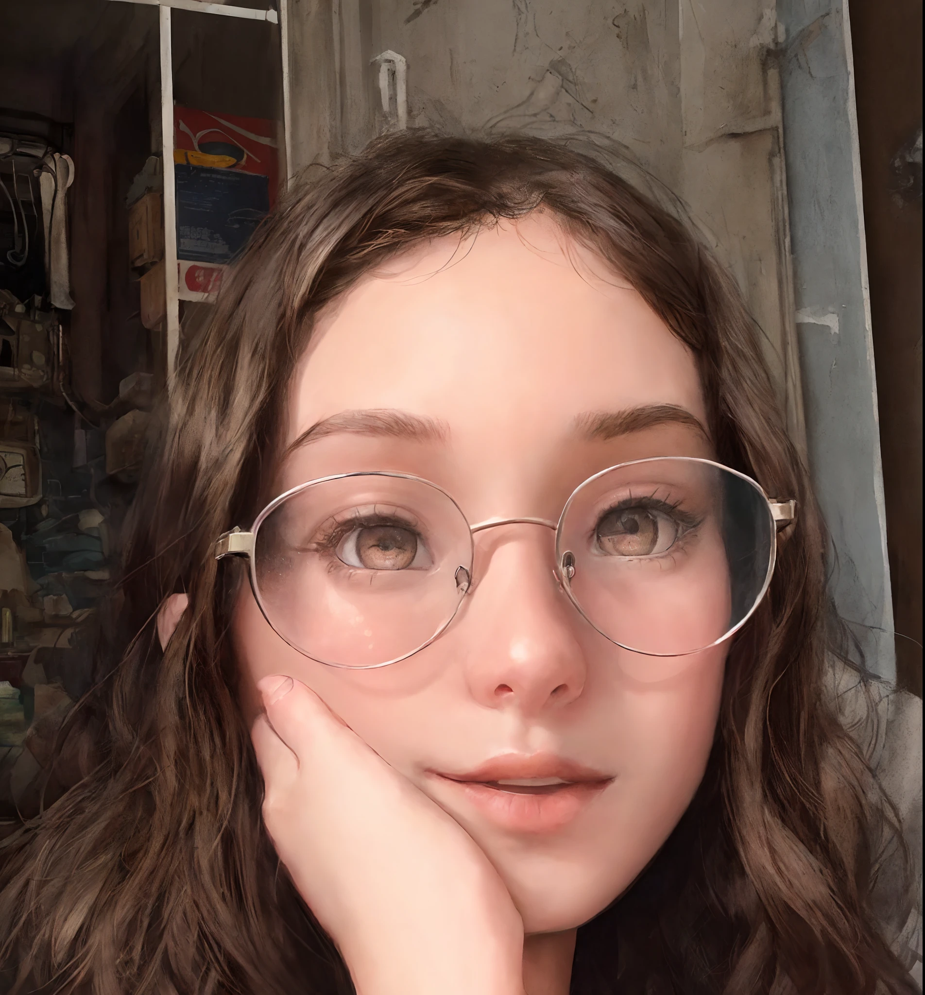 A movie poster inspired by Disney Pixar, digital art, 17 year old girl, young, beautiful, dark brown eyes, straight eyes, beautiful eyes, glasses, beautiful, Disney 3D pixar style movie poster with, Disney effect image, image Disney, Disney style image, cartoon image, cartoon image, detailed, details, beautiful eyes, detailed eyes