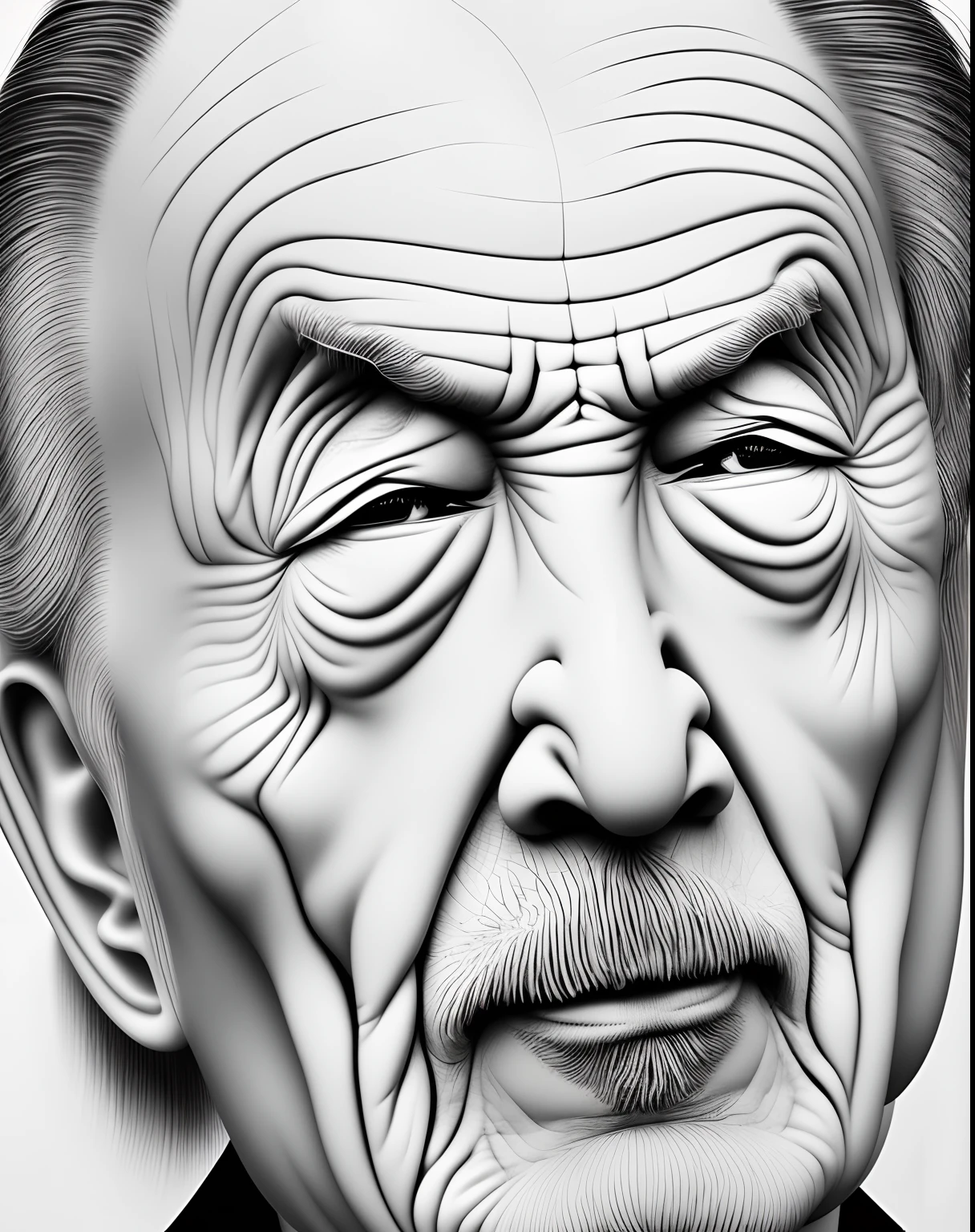 (Best quality, 4K 分辨率, highlydetailedillustrations, Black and white, Portrait sketch) Close-up portrait sketch of an 80-year-old man. The sketch should capture the intricate details of their face, Especially their eyes, nase, and lips. The person should exude wisdom and age through their facial expressions and features, There is a sense of tranquility and harmony.
The background should depict mountains in the distance, Represents the serene beauty of nature. Incorporating Taoist elements, Chinese medicine, and natural healing. These elements are symbolized by the presence of herbaceous plants and a tranquil atmosphere. Iconic Chinese symbols are included,Such as lotus and green bamboo,Elevate the traditional atmosphere.
Expresses the concept of yin and yang, Emphasis is placed on the balance and interconnectedness of opposing forces. Highlight the rich cultural heritage of traditional Chinese medicine and its techniques, Show the harmony of the heart, Body, and natural. Inject a zen vibe into the artwork, Exudes calm and serenity.