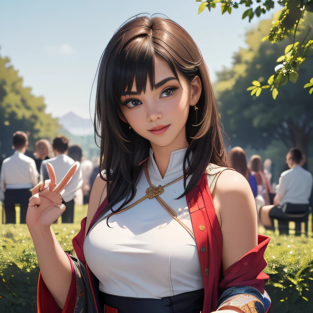 sfw, (Extremely detailed 8k wallpaper:2), (photo:2), (soigne Beautiful girl:2), (gives a lecture to friends:2), detailed (Face and eyes), (hyper realistic:1), (highly detailed:1), (epic realistic:1), rim light, (maximum details:1), cozy, (fullbody:1.2), (looking at viewer:2), (Woman's Attractive Qualities:2), (Attractive Woman:2), (Attractive:2), Smile, Intelligence, Empathy, Gracefulness, Sense of Style, Fitness, Grooming, Optimism, (Sensitivity:2), Sincerity, Romantic Gestures, Playfulness, Fashion Sense, (Sensuality:2), Charm, Modesty, Thoughtfulness, (Femininity:1), Flirtatiousness, Warmth, (Physical attractiveness:2), A beautiful smile, A love of life, strength and power, vulnerability, curiosity, wonder, love, (nature background:2), kawaii, waifu, Beautiful breasts, (attractive body:2), (Beautiful body:2), Beautiful pose, attractive pose, (Beautiful legs:1.0), (spread legs:1.0), (Beautiful clothes:1), (classic clothes:2), (elegant clothes:2), (European clothes:2), detailed clothes, (skirt:1), (blouse:1), (provocative pose)