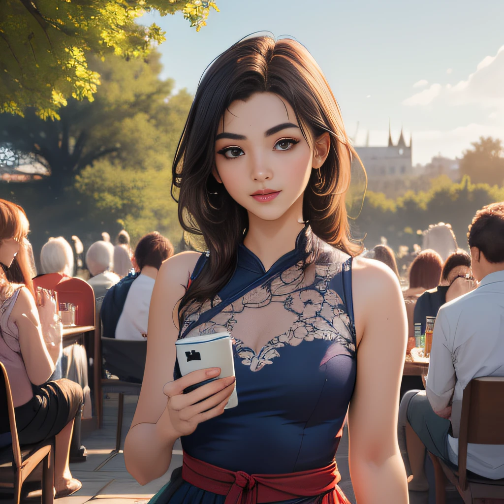 sfw, (Extremely detailed 8k wallpaper:2), (photo:2), (soigne Beautiful girl:2), (gives a lecture to friends:2), detailed (Face and eyes), (hyper realistic:1), (highly detailed:1), (epic realistic:1), rim light, (maximum details:1), cozy, (fullbody:1.2), (looking at viewer:2), (Woman's Attractive Qualities:2), (Attractive Woman:2), (Attractive:2), Smile, Intelligence, Empathy, Gracefulness, Sense of Style, Fitness, Grooming, Optimism, (Sensitivity:2), Sincerity, Romantic Gestures, Playfulness, Fashion Sense, (Sensuality:2), Charm, Modesty, Thoughtfulness, (Femininity:1), Flirtatiousness, Warmth, (Physical attractiveness:2), A beautiful smile, A love of life, strength and power, vulnerability, curiosity, wonder, love, (nature background:2), kawaii, waifu, Beautiful breasts, (attractive body:2), (Beautiful body:2), Beautiful pose, attractive pose, (Beautiful legs:1.0), (spread legs:1.0), (Beautiful clothes:1), (classic clothes:2), (elegant clothes:2), (European clothes:2), detailed clothes, (skirt:1), (blouse:1), (provocative pose)