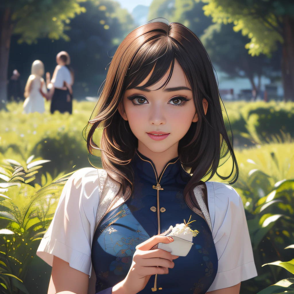 sfw, (Extremely detailed 8k wallpaper:2), (photo:2), (soigne Beautiful girl:2), (gives a lecture to friends:2), detailed (Face and eyes), (hyper realistic:1), (highly detailed:1), (epic realistic:1), rim light, (maximum details:1), cozy, (fullbody:1.2), (looking at viewer:2), (Woman's Attractive Qualities:2), (Attractive Woman:2), (Attractive:2), Smile, Intelligence, Empathy, Gracefulness, Sense of Style, Fitness, Grooming, Optimism, (Sensitivity:2), Sincerity, Romantic Gestures, Playfulness, Fashion Sense, (Sensuality:2), Charm, Modesty, Thoughtfulness, (Femininity:1), Flirtatiousness, Warmth, (Physical attractiveness:2), A beautiful smile, A love of life, strength and power, vulnerability, curiosity, wonder, love, (nature background:2), kawaii, waifu, Beautiful breasts, (attractive body:2), (Beautiful body:2), Beautiful pose, attractive pose, (Beautiful legs:1.0), (spread legs:1.0), (Beautiful clothes:1), (classic clothes:2), (elegant clothes:2), (European clothes:2), detailed clothes, (skirt:1), (blouse:1), (provocative pose)