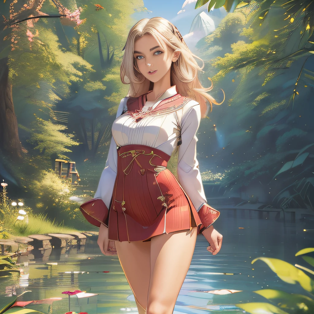 sfw, (Extremely detailed 8k wallpaper:2), (photo:2), (soigne Beautiful girl:2), (gives a lecture to friends:2), detailed (Face and eyes), (hyper realistic:1), (highly detailed:1), (epic realistic:1), rim light, (maximum details:1), cozy, (fullbody:1.3), (looking at viewer:2), (Woman's Attractive Qualities:2), (Attractive Woman:2), (Attractive:2), Smile, Intelligence, Empathy, Gracefulness, Sense of Style, Fitness, Grooming, Optimism, (Sensitivity:2), Sincerity, Romantic Gestures, Playfulness, Fashion Sense, (Sensuality:2), Charm, Modesty, Thoughtfulness, (Femininity:1), Flirtatiousness, Warmth, (Physical attractiveness:2), A beautiful smile, A love of life, strength and power, vulnerability, curiosity, wonder, love, (nature background:2), kawaii, waifu, Beautiful breasts, (attractive body:2), (Beautiful body:2), Beautiful pose, attractive pose, (Beautiful legs:1.0), (spread legs:1.0), (Beautiful clothes:1), (classic clothes:2), (elegant clothes:2), (European clothes:2), detailed clothes, (skirt:1), (blouse:1), (provocative pose)