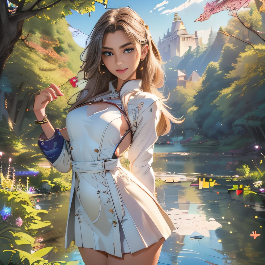 (extremely detailed 8K wallpaper:2), (photo:2), (24 years old Xuan Beautiful girl:2), (gives a lecture to friends:2), Detailed (Face & Eyes), (hyper realistic:1), (Highly detailed:1), (Epic Realistic:1), rim light, (Maximum details:1), Cosy, (body complet:1.3), (looking a viewer:2), (Attractive qualities of a woman:2), (attractive female:2), (Attractive:2), Smile, intelligence, sympathy, Grace, A sense of style, Fitness, Care, optimism, (sensitivity:2), frankness, Romantic gestures, playfulness, Fashion Sense, (sensuality:2), charm, modesty, Thoughtfulness, (femininity:1), flirtatiousness, warmth, (Physical Attractiveness:2), beautiful smile, Love of Life, Strength and power, Vulnerability, curiosity, wonder, Love, (Nature's prehistory:2), Kawaii, waifu, beautiful breasts, (attractive body:2), (handsome body:2), BEAUTIFUL POSE, attractive pose, (nice feet:1.0), (beautiful clothing:1), (Classic clothes:2), (elegant clothing:2), (European Clothing:2), detailed clothes, (upskirt:1), (blouse:1), (provocative pose)
