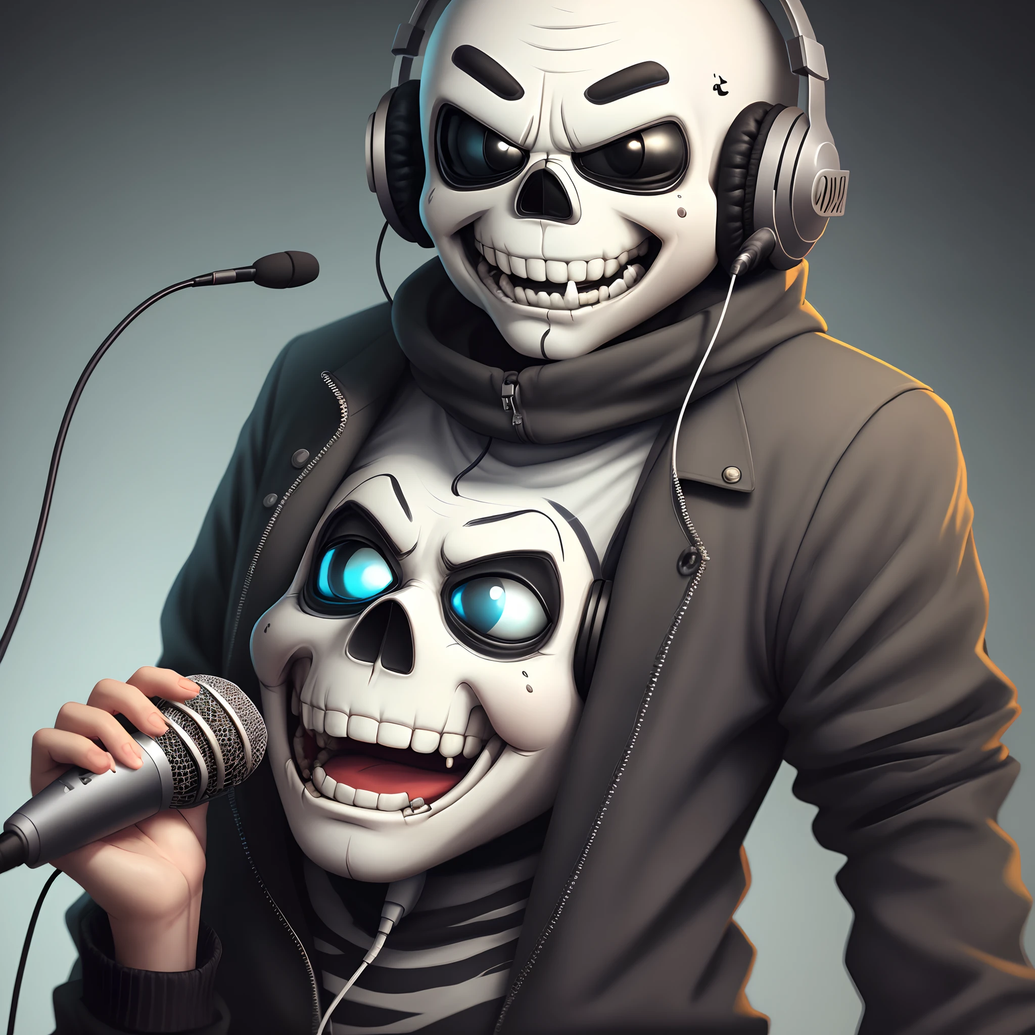 Sans from undertale with Headphones and a microphone 🎙️
