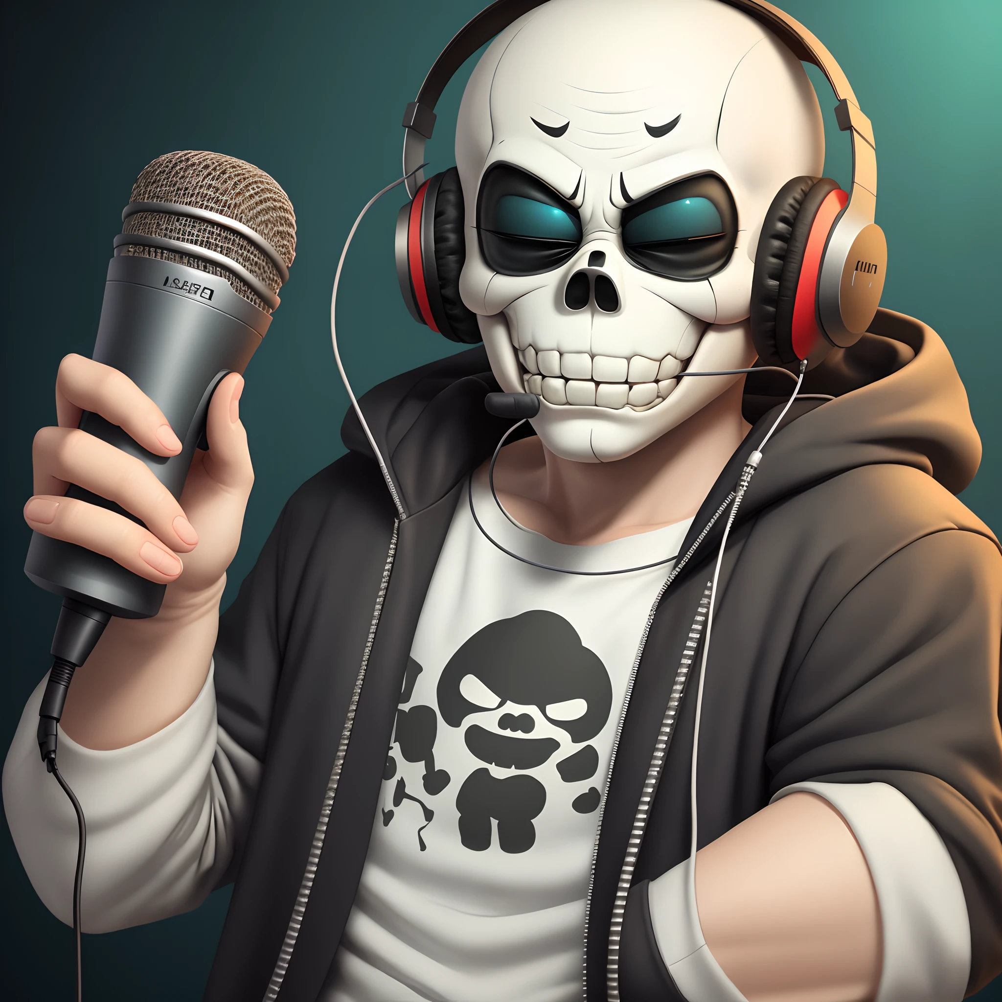 Sans from undertale with Headphones and a microphone 🎙️