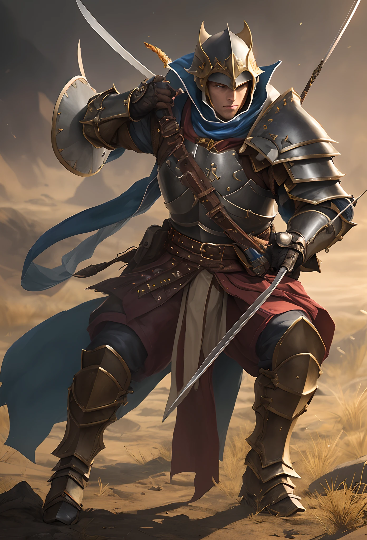 Battle master fighter paladin multi class DND character using a hand crossbow and studded leather.
