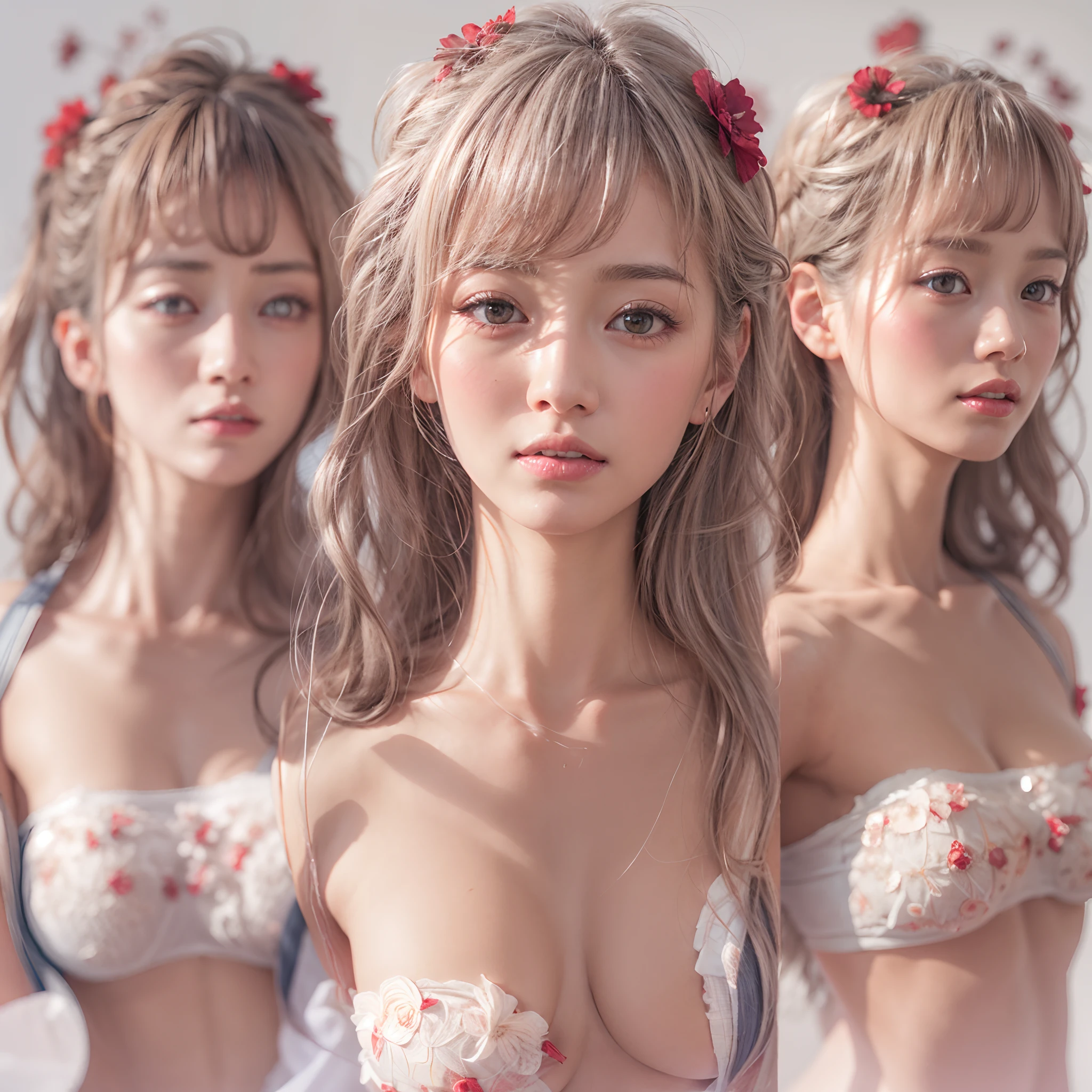(best quality,highres,masterpiece:1.25), { ultra-detailed | realistic | photorealistic | RAW | Physically-based rendering },((photo-realistic:1.45)), { Zoom Layer | White and vivid colors | Random hair color | Short Bob | hair flowing in the wind | Strong wind | Face focus | Ass focus | Detailed open crotch bloodstains }, { beautiful detailed eyes | beautiful detailed lips | long eyelashes | rosy cheeks | natural-looking eyebrows | sparkling eyes with intricate details | subtle blush on the face | warm and inviting smile | detailed eyelashes with volume and length | sparkling highlights in the eyes | delicate shadows on the face | expressive facial features | life-like expressions | captivating gaze | pure joy and happiness radiating from the eyes and face }, { Glistening ivory skin | impeccable skin texture }, { (Mystical sight) | subtle atmospheric haze | Curved horizon | Red Moon | early morning | magic hour | high place | on the top | Flowers | Red leather high collar }, back lighting, (5 Tiny Japanese junior idols:1.25), { childish:1.25 | slingshot swimsuit | sideboob:1.15 }, { Dynamic-angle:1.2 | from below | Wide-angle | Whole BODYSHOT }, ( Whole Body proportions and all limbs are anatomically accurate ) .
