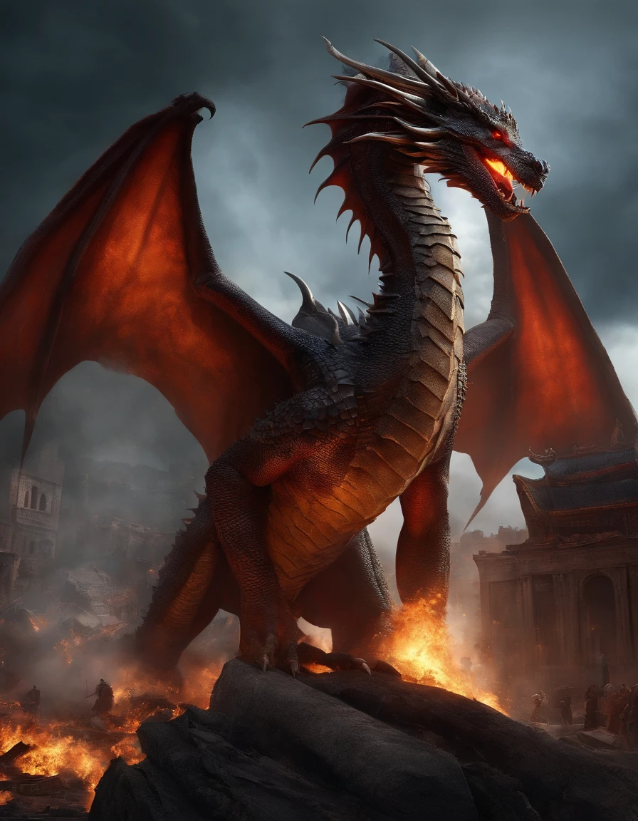 The dragon fell in a city destroyed by war