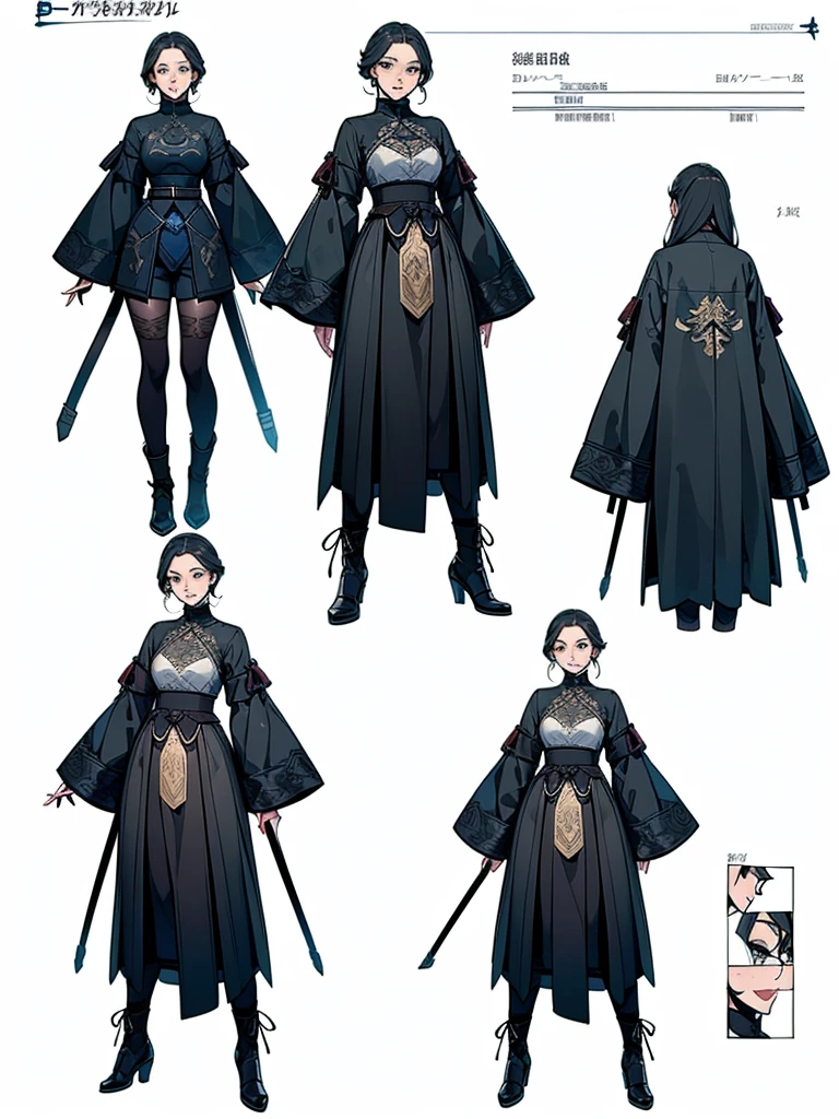 ((8K,2K)), (best quality), ((ultra-detailed)), ((highly detailed concept sheet illustration)), ((extremely delicate and beautiful face)),(masked), cinematic light, exotic clothing, 1girl, (character sheet), concept art, ((full-length)), (masterpiece:1.2), (best quality:1.3), (simple background, white background: 1.3), (detailed concepts), ((beautiful face)), ((quality face)), (beautiful anime eyes of characters), (high-quality anime eyes of characters), ((Black laces, black techwear)),elegant pose for the concept of the character, ((((BDSM)))), very detailed clothes, (((excited face))) ,(((concept for fashion))) , (((sheet - pkrchonage))), (((detailed development of the concept of the character))), (page design)
