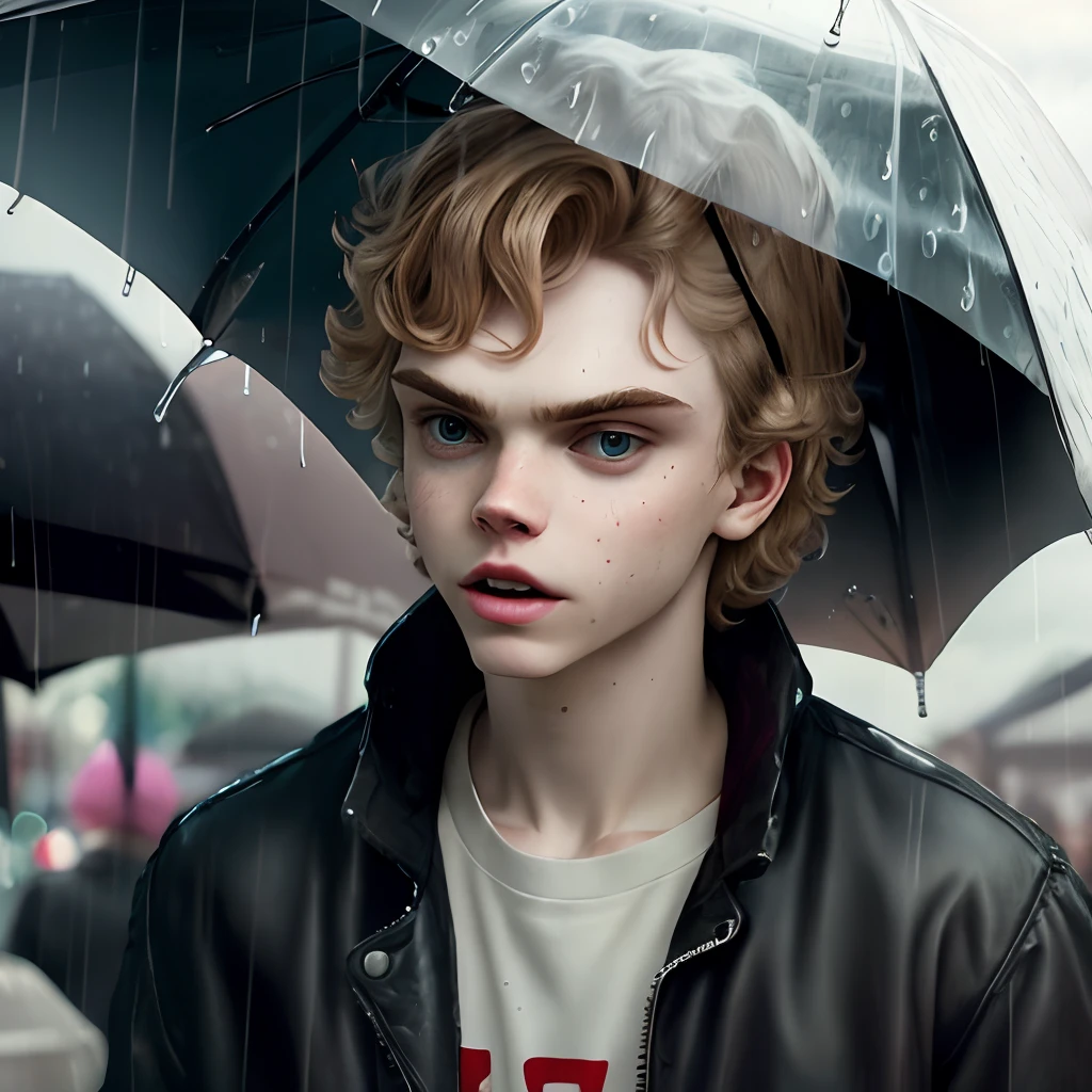 can you create an image of evan peters in the rain