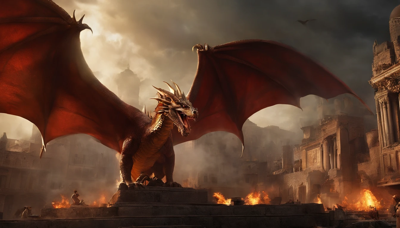 The dragon fell in a city destroyed by war