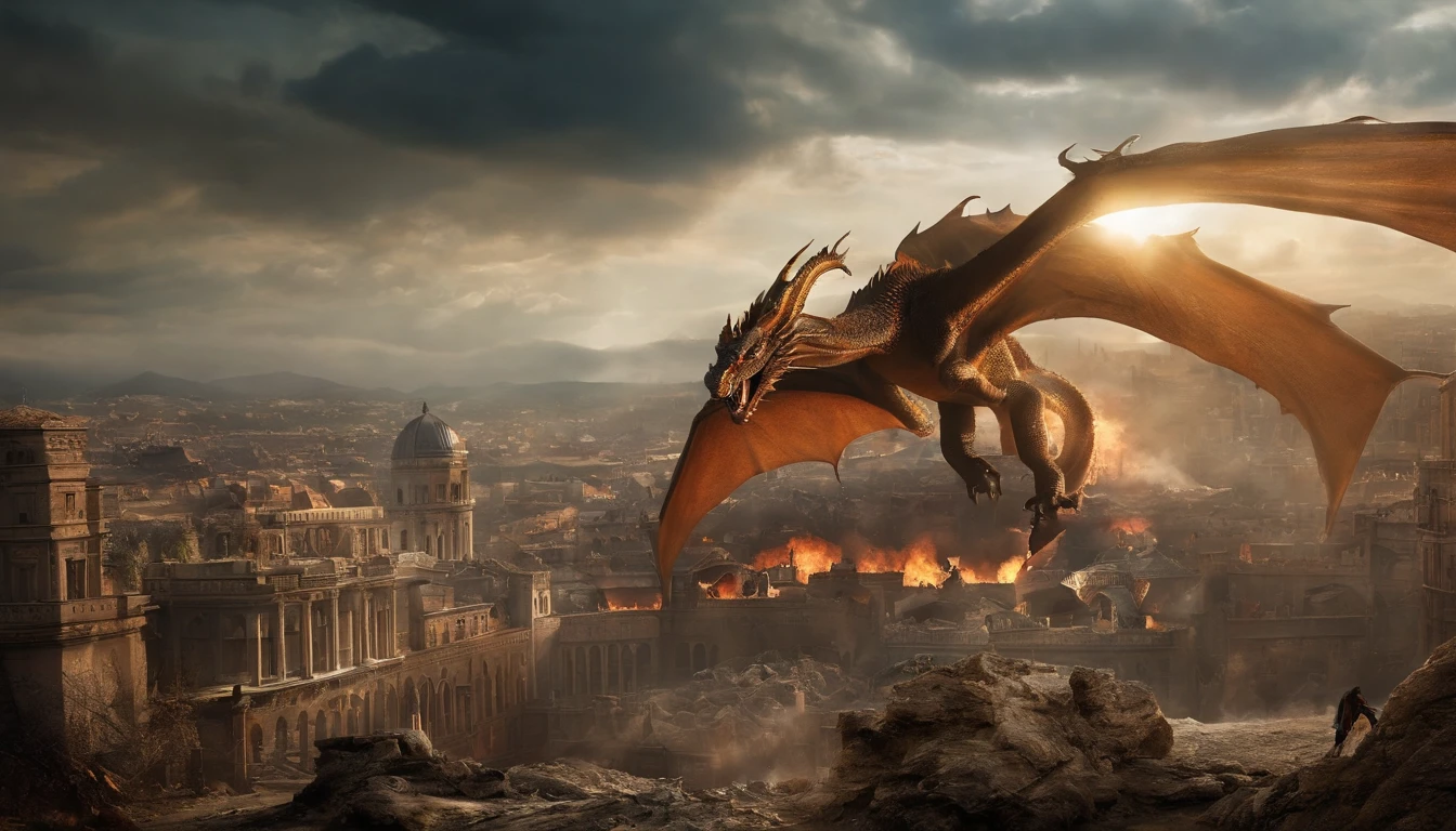 The dragon fell in a city destroyed by war