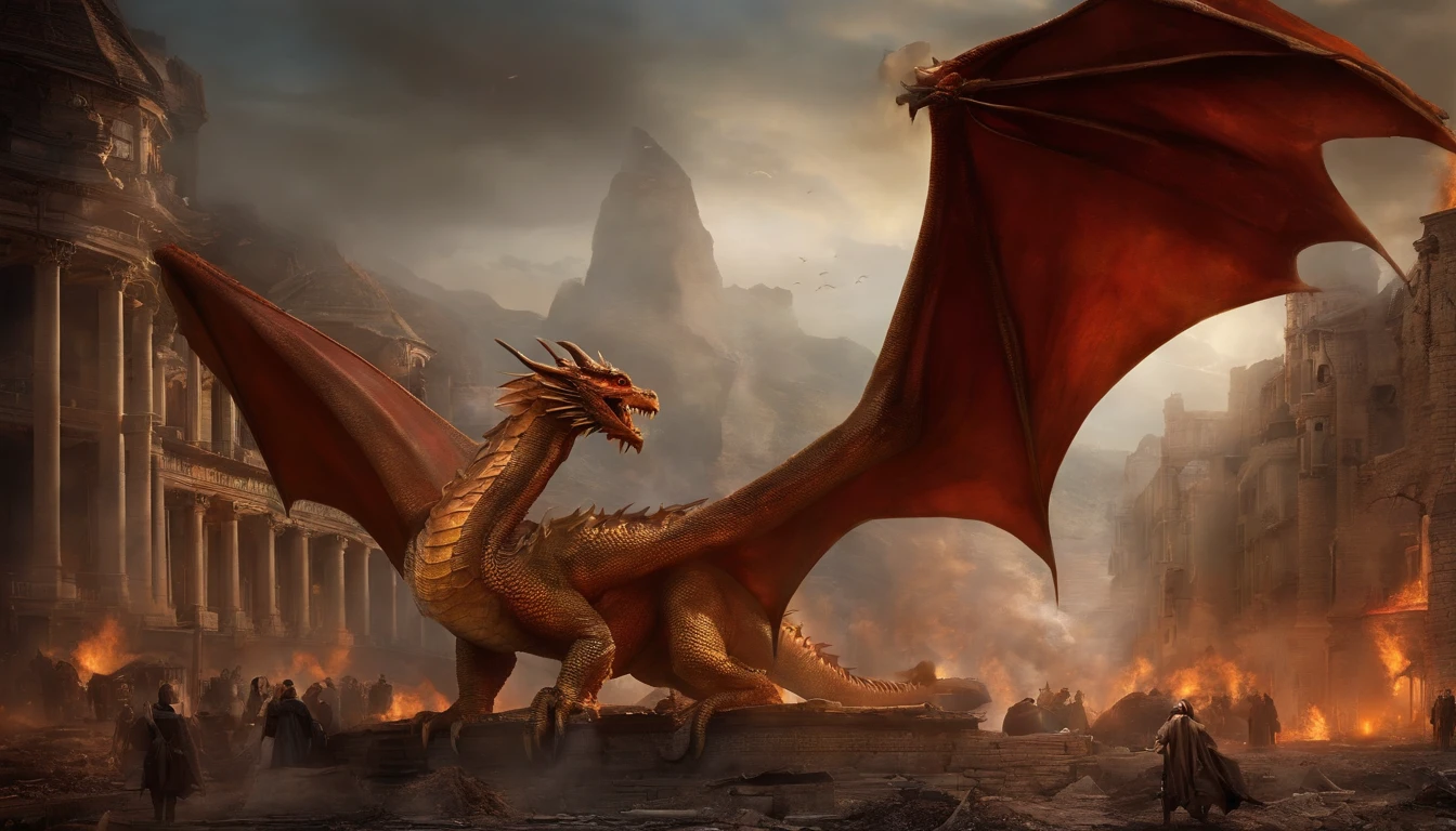 The dragon fell in a city destroyed by war