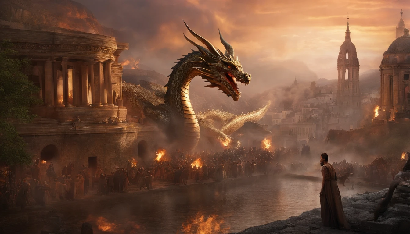 The dragon fell in a city destroyed by war