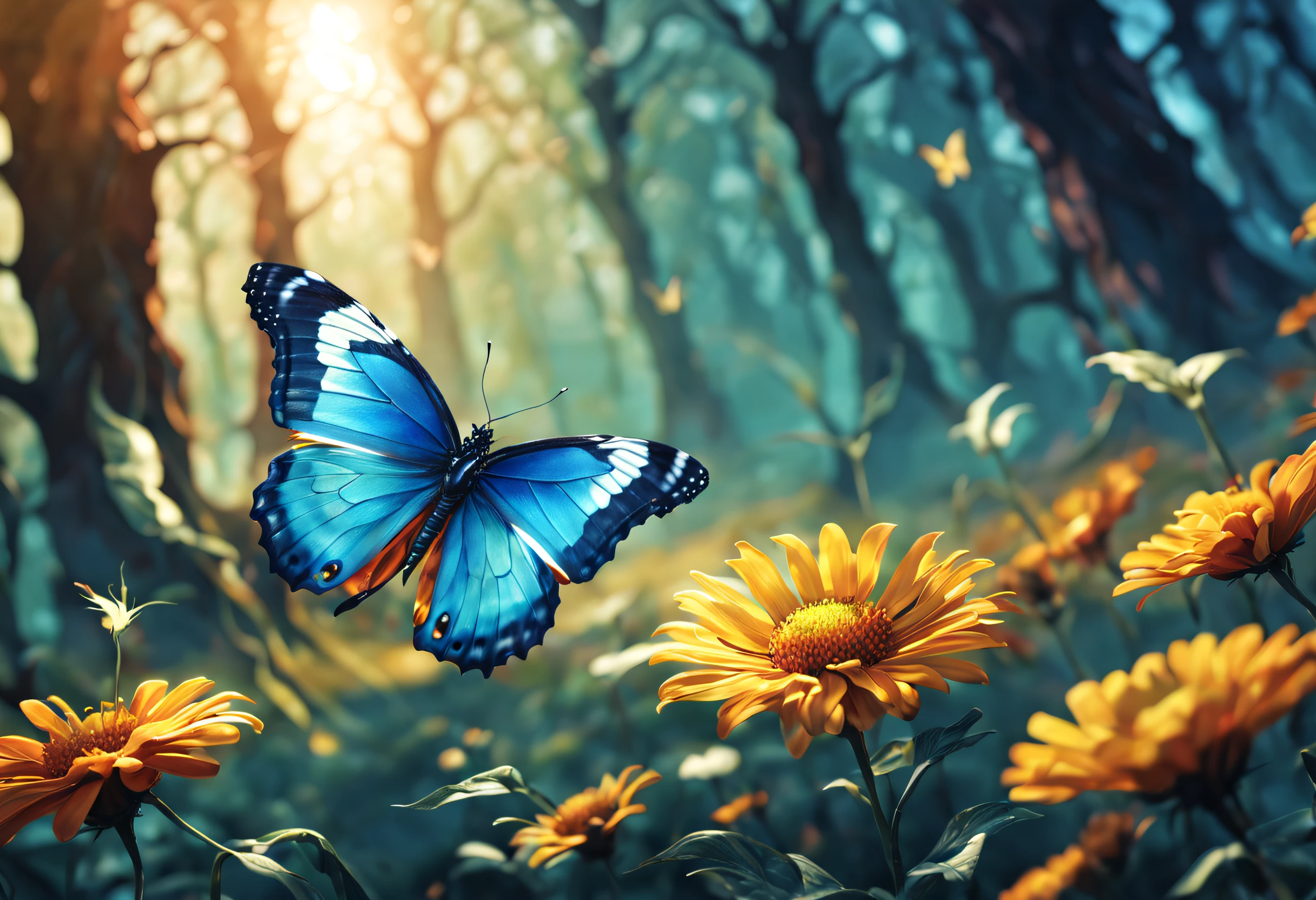 (best quality, 4k, 8k, high resolution, masterpiece: 1.2), (beautiful butterfly queen:1.32) and ultra detailed, long wings, vibrant and colorful, butterflies, majestic patterns, royal, regal, elegant and detailed, delicate, ethereal, iridescent. , shimmering, graceful, enchanting, fluttering, floating, luminous, mythical, fantasy, magical, enchantment, surreal, lush, blooming, vibrant garden, sun kissed, sunlit, soft, dreamy, golden rays of light, flowers bright, radiant and brilliant, harmonious, peaceful, calm, serene, fascinating, captivating.