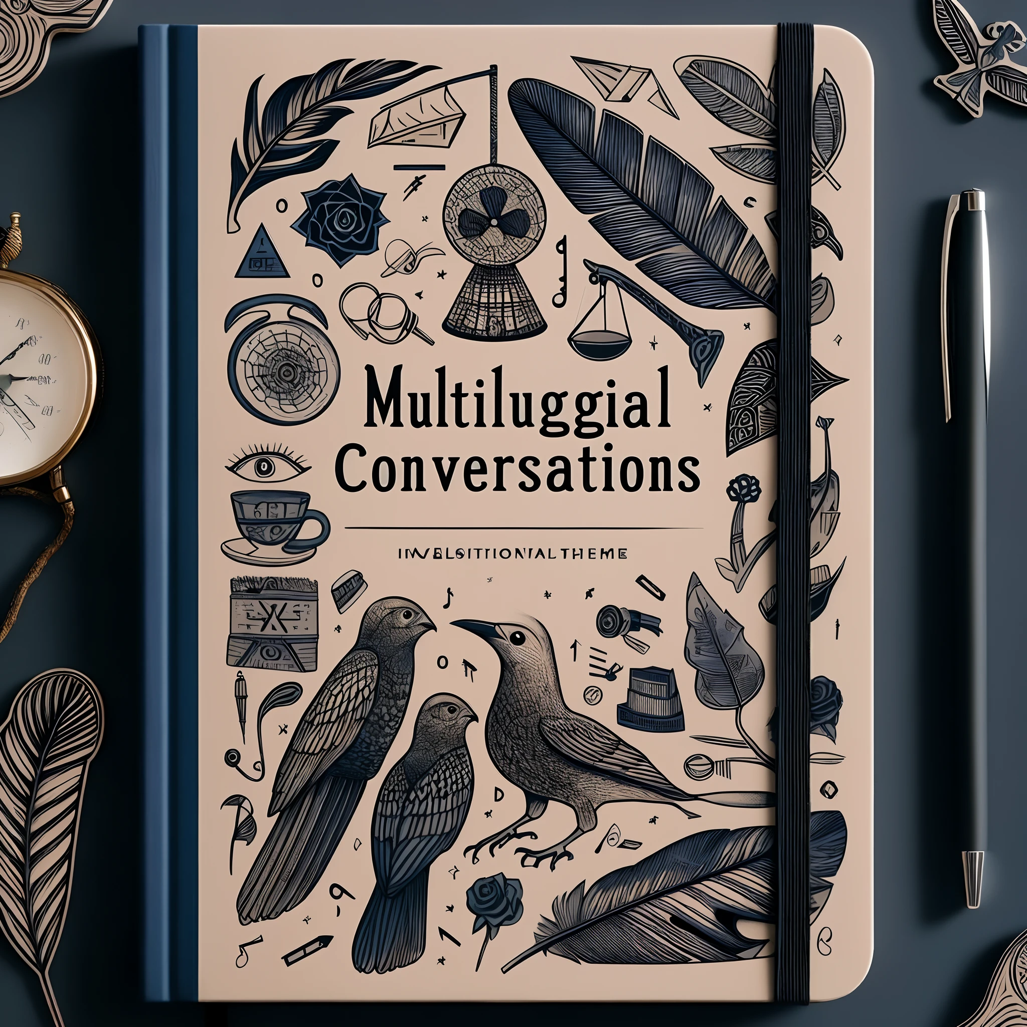 a close up of a book with a clock and a pen, multidimensional, thumbnail, 2 0 2 0 fashion, illustrative, multi-dimensional, 🦩🪐🐞👩🏻🦳, new design, smug look, victo ngai and surrealism, highly intricate, by Julia Pishtar, creative book cover, detailed book illustration