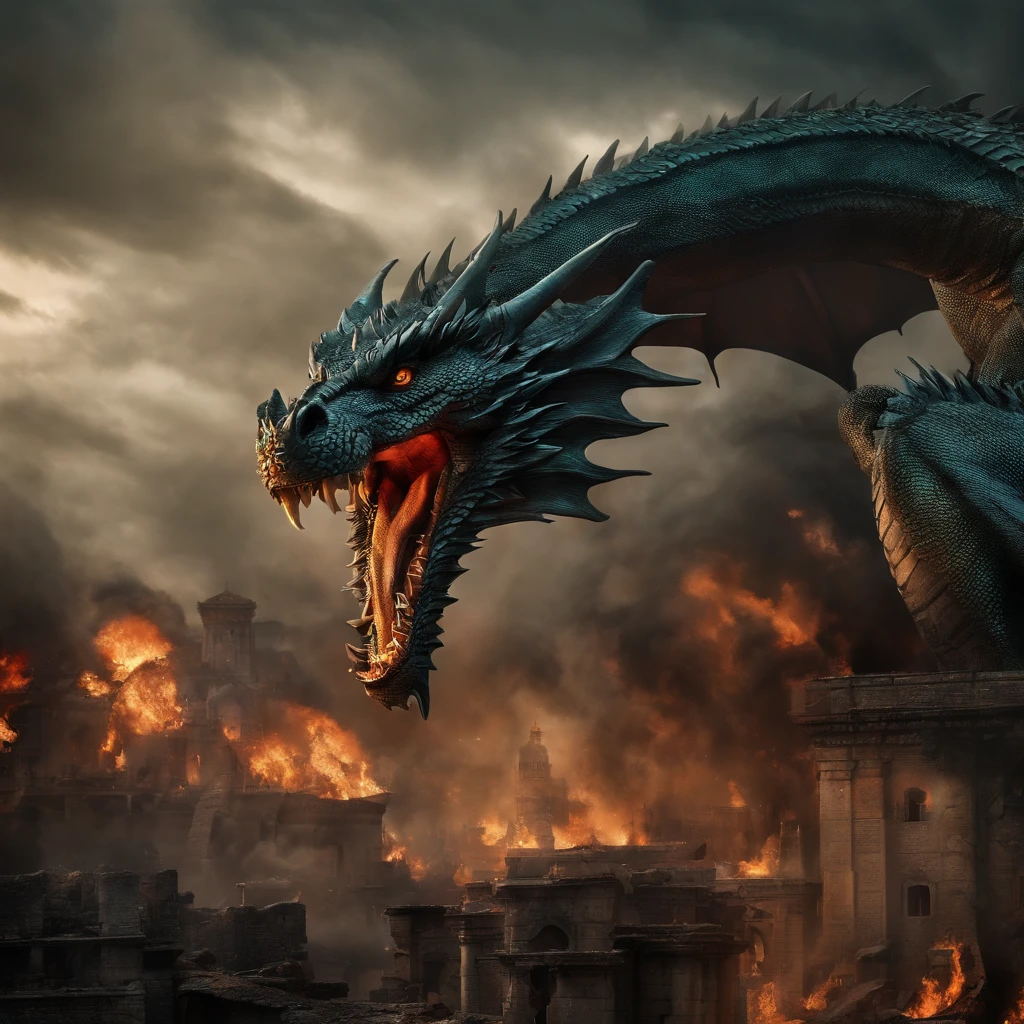 The dragon fell in a city destroyed by war