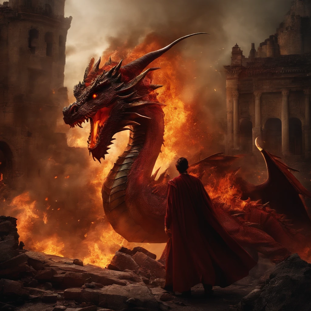 The dragon fell in a city destroyed by war