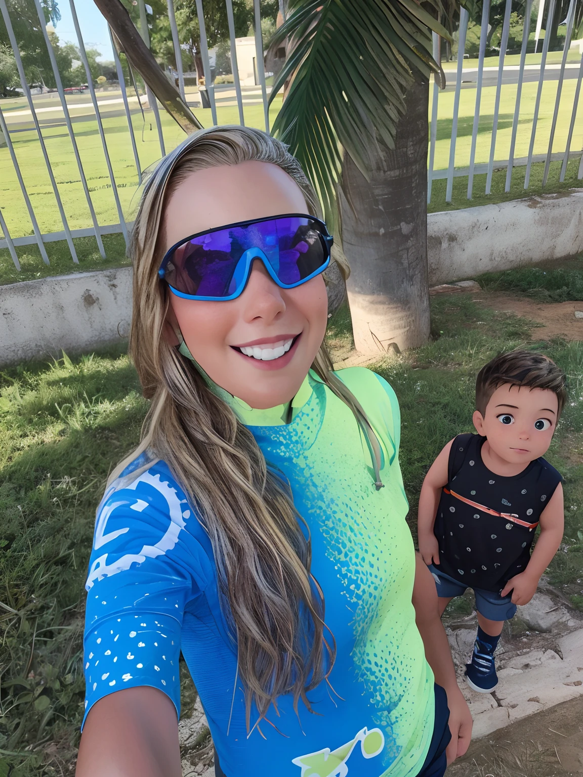 "Mommy next to her little boy", blonde hair, Mom Spotted Wearing Shorts, Little boy is seen wearing shorts, master part, Realistic, high resolution, alta qualidade, extremely high quality, best quality, Ultra Detalhado, extremamente detalhado,