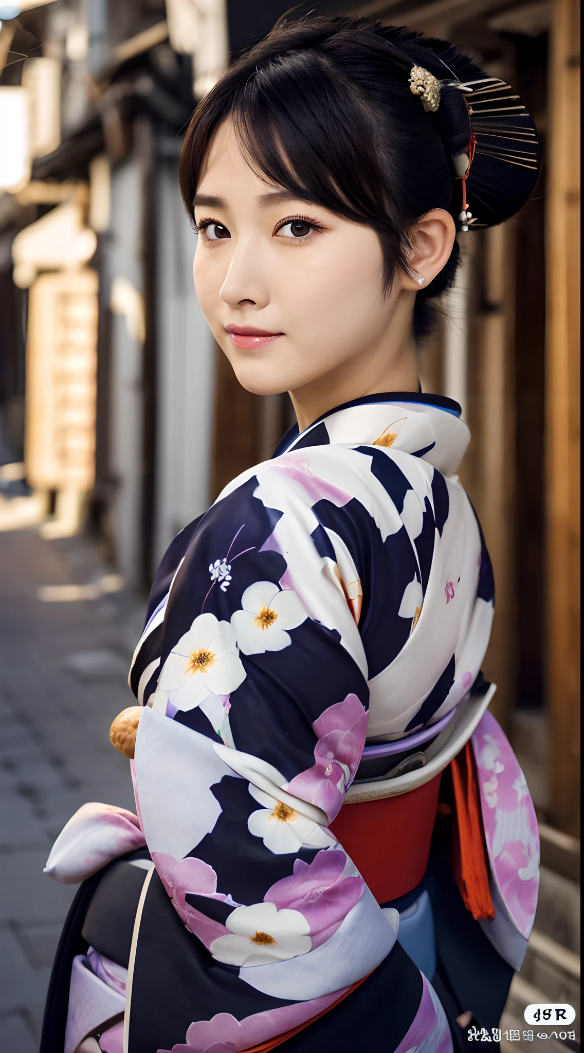 ((top-quality、8K、masterpiece:1.3))、((kimono:1.3))、focus:1.2、perfectbodybeauty:1.4、s ass:1.2、(Layered Haircut:1.2))、(Dark Street:1.3)、Highly detailed facial and skin texture、full bodyesbian、Delicat eyes、二重まぶた、Whitened skin、length hair、(with round face:1.5)
