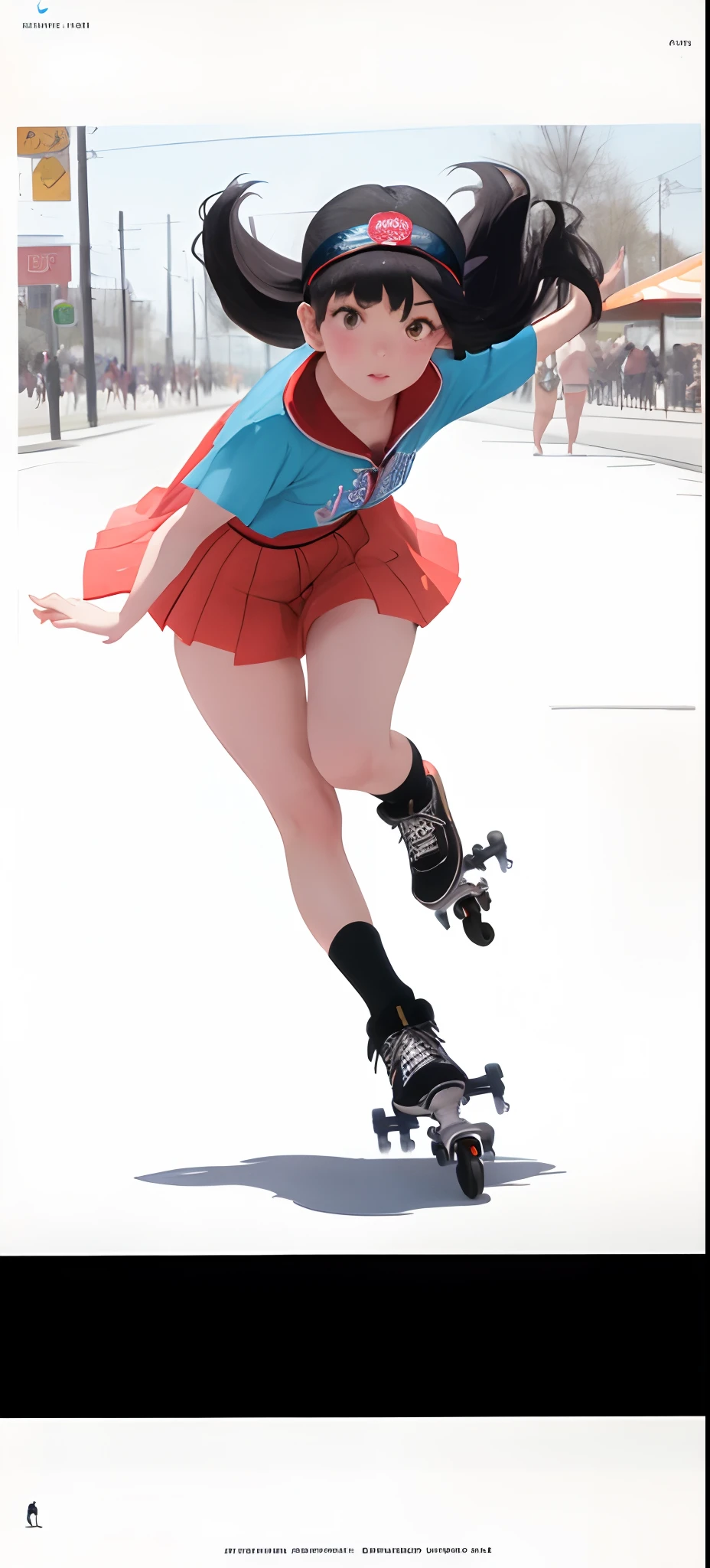 Close-up of girl on roller skates, in full height, wearing vintage clothing, absurdres, high res, ultrasharp, 8K, masterpiece