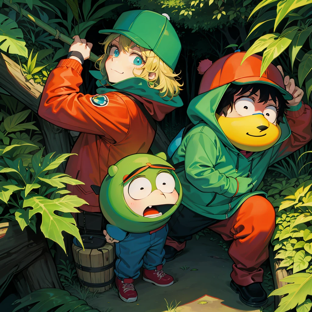 team Eric Cartman dressed as a jungle explorer, South Park Style, By Jean-Guillaume Thory