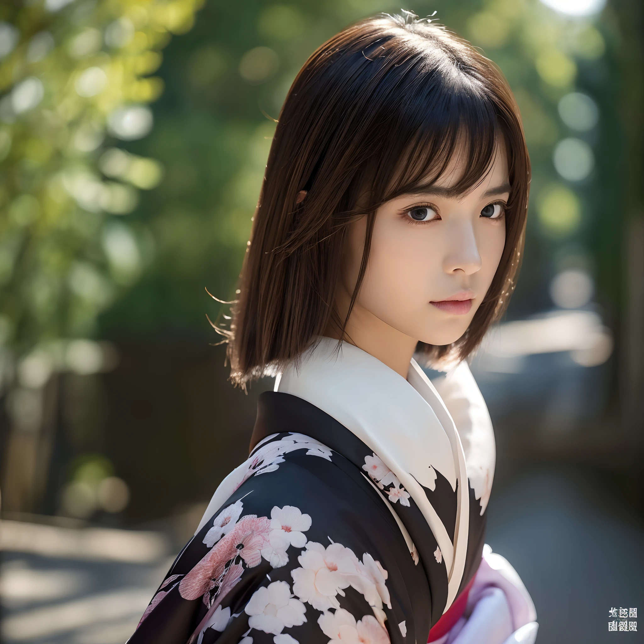 ((top-quality、8K、​masterpiece:1.3))、((Glossy kimono:1.3))、focus:1.2、perfectbodybeauty:1.4、s ass:1.2、(Layered Haircut:1.2))、(Dark Street:1.3)、Highly detailed facial and skin texture、full bodyesbian、Delicat eyes、二重まぶた、Whitened skin、long blonde hair、(Inverted triangular face:1.3)