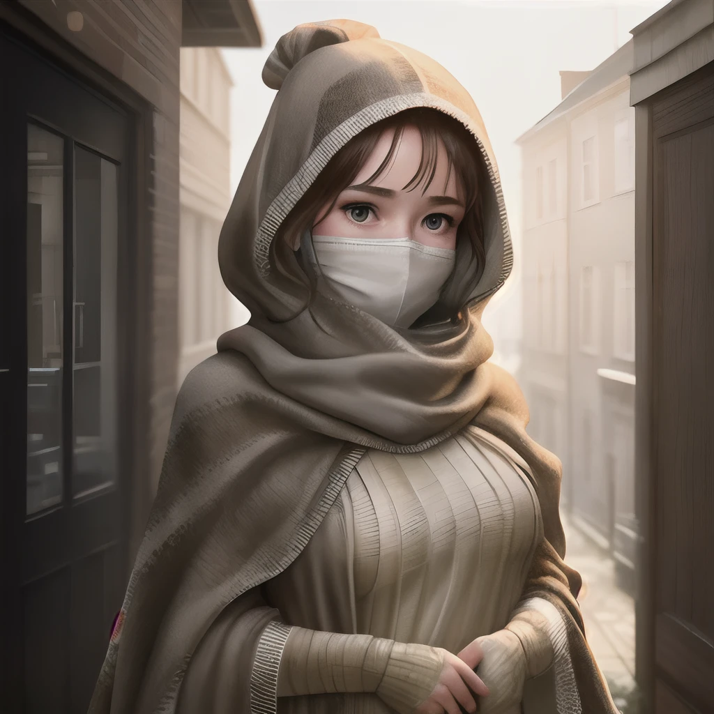 Woman wrapped up like a mummy