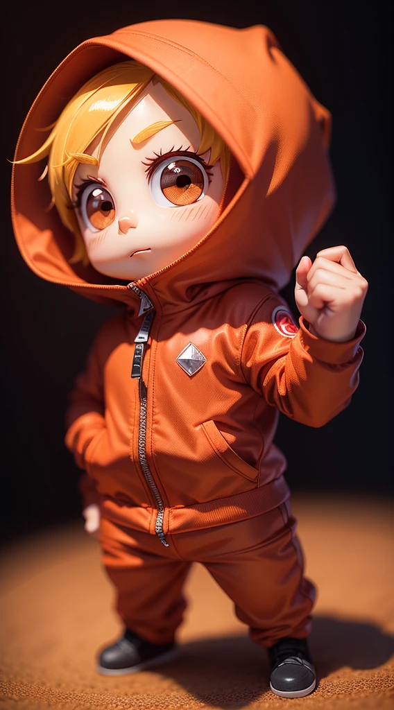 Tiny Diamond in Kenny McCormick original Light Red suit, small, tiny, chibi style, full body, sharp focus, 8k wallpaper, masterpiece