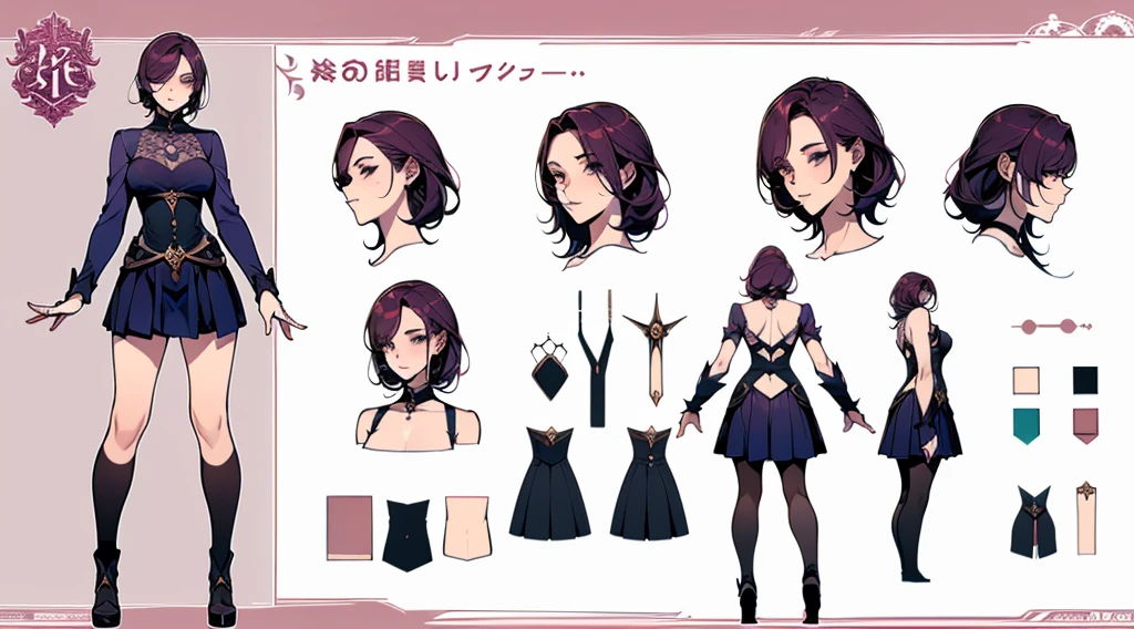 Female original character reference sheet adoptable,