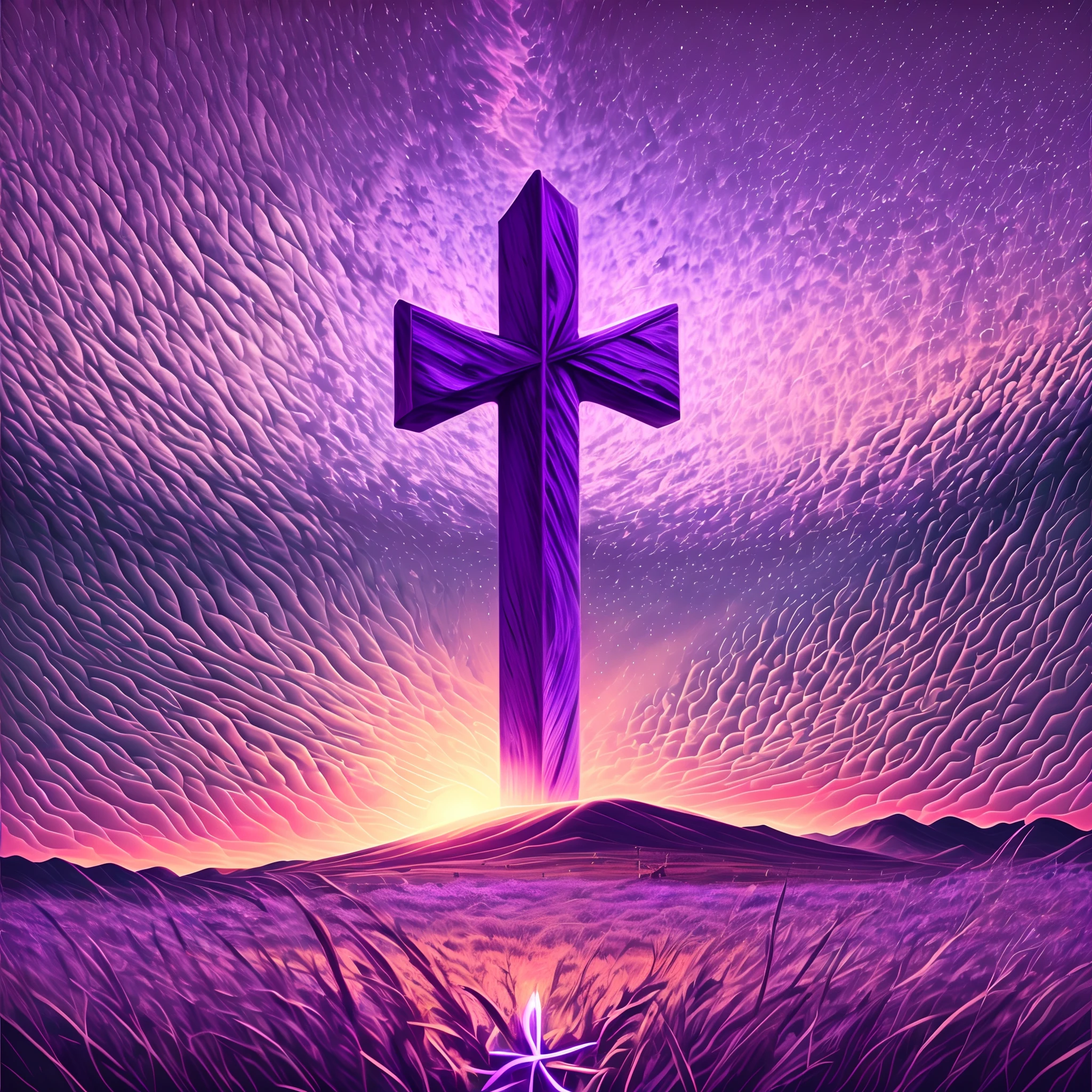 Purple cross in purple sky --auto --s2