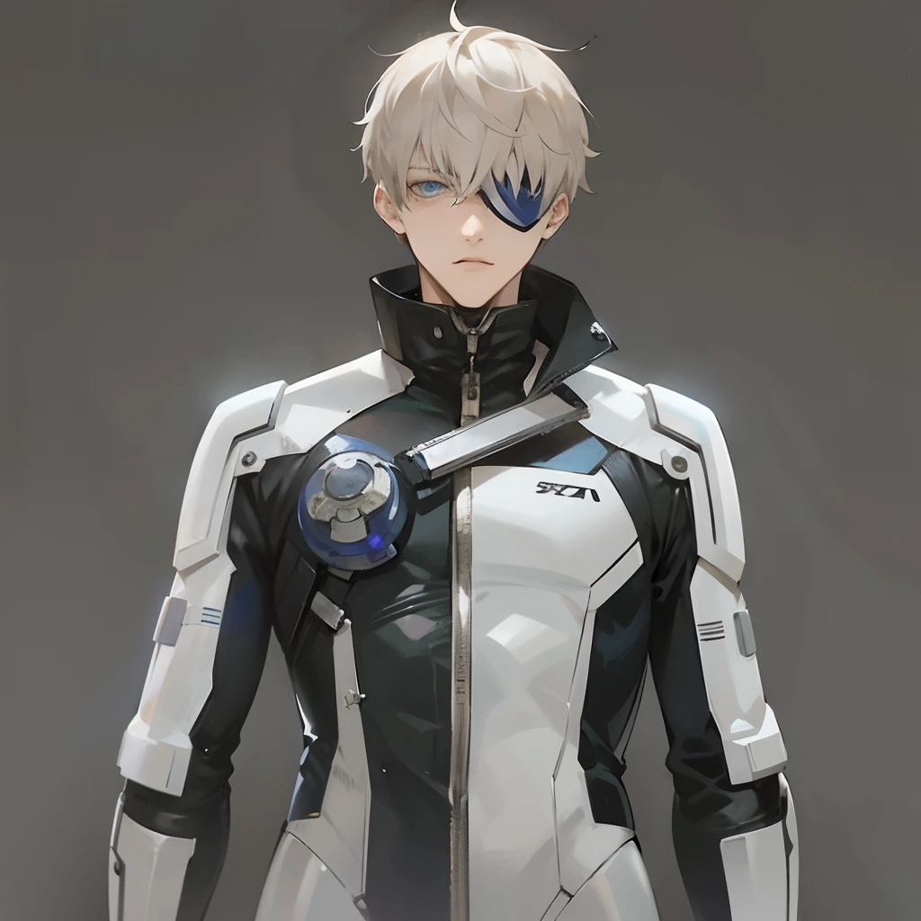 a close up of a person in a suit with a baseball bat, genos, genos from one punch man, attractive androgynous humanoid, cyber suit, male anime character, male android, kaneki ken, anime character, detailed anime character art, best anime character design, tall anime guy with blue eyes, varia suit, sci - fi character