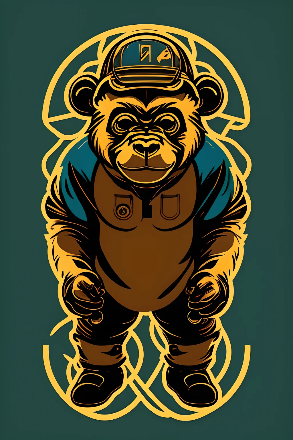 Logo blason un gorille avec un masque virtuel VR