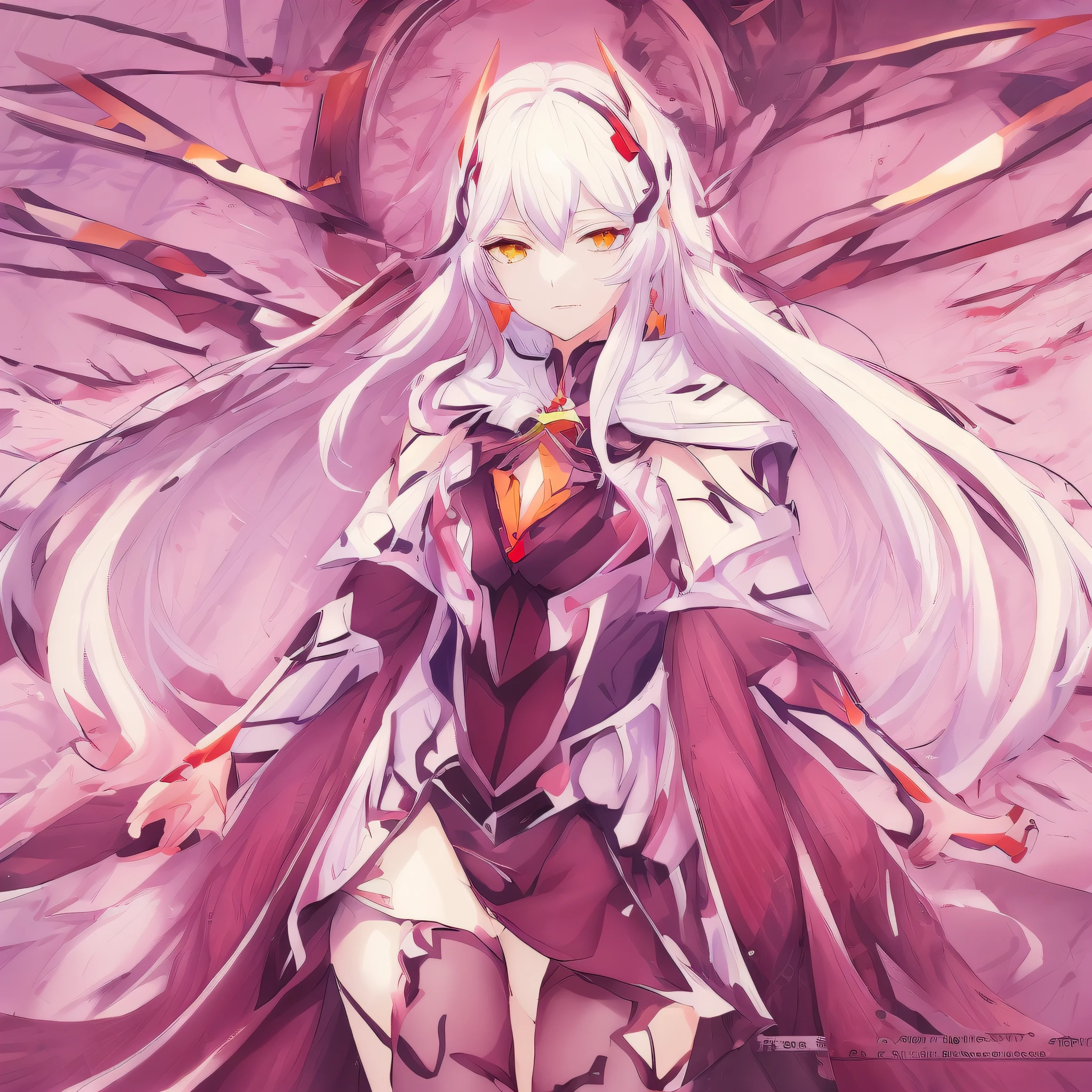 Anime girl with white hair and red heart in her hands, white haired deity, detailed key anime art, ayaka genshin impact, official anime artwork, anime goddess, demon anime girl, white and red armor, cushart krenz key art feminine, detailed anime art, portrait knights of zodiac girl, High-Quality Anime Art, keqing from genshin impact